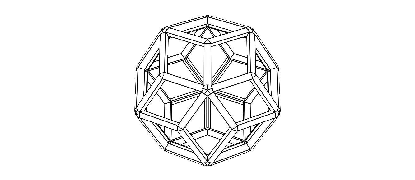 Wireframe Shape Rhombic Triacontahedron 3D print model_26