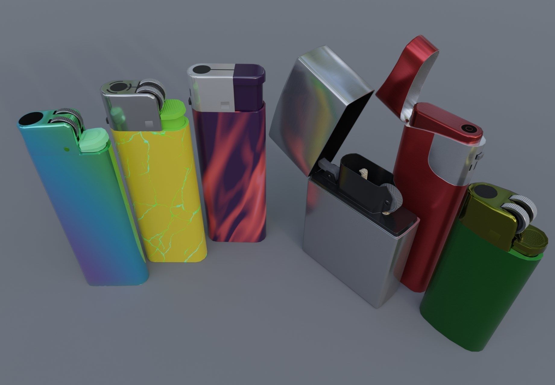 Realistic Lighter Pack Awesome Lighters Free low-poly 3D model_2