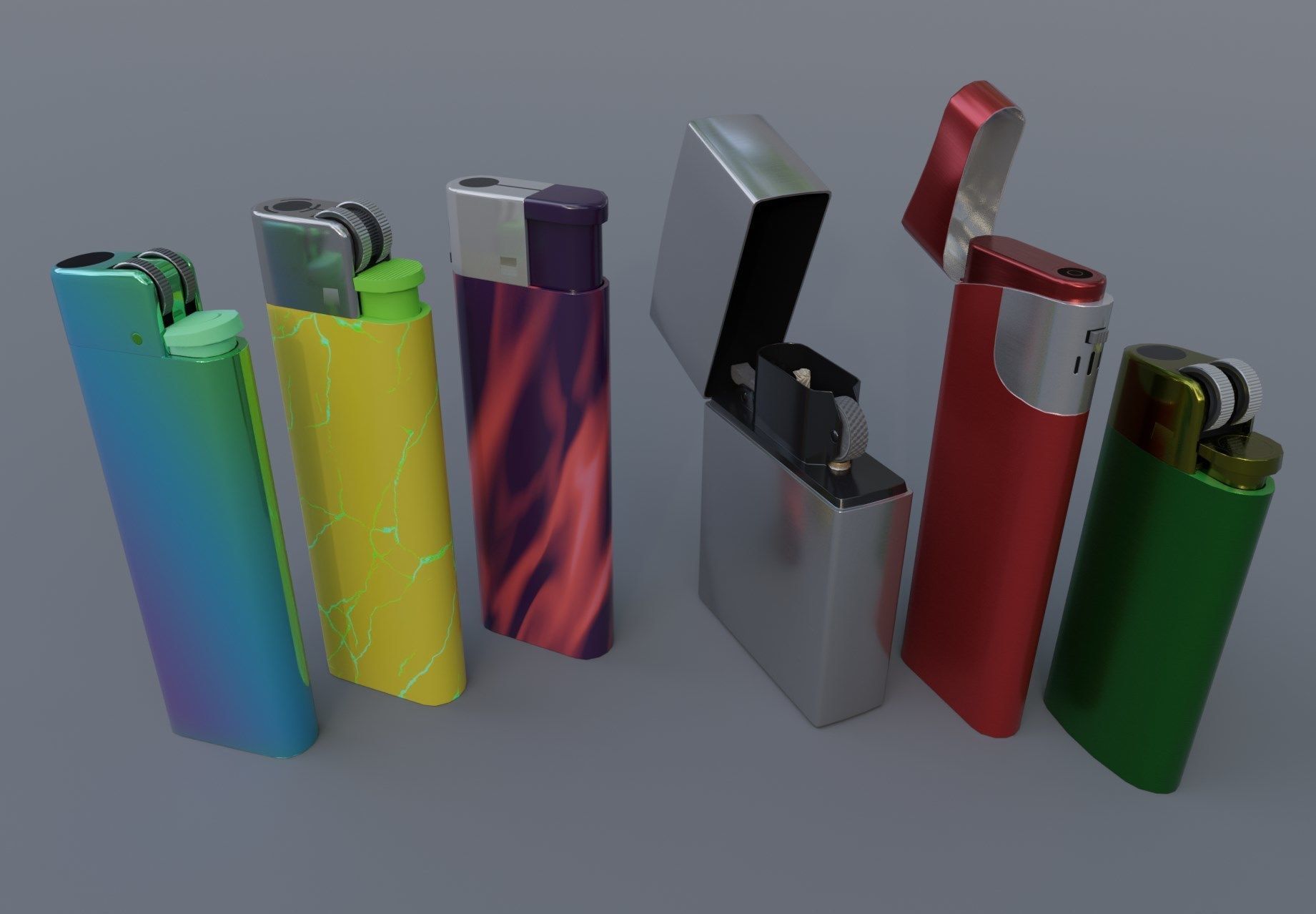 Realistic Lighter Pack Awesome Lighters Free low-poly 3D model_1