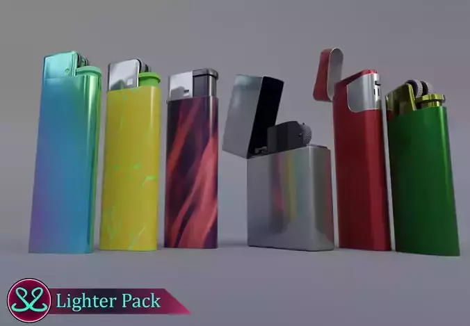 Realistic Lighter Pack Awesome Lighters Free low-poly 3D model