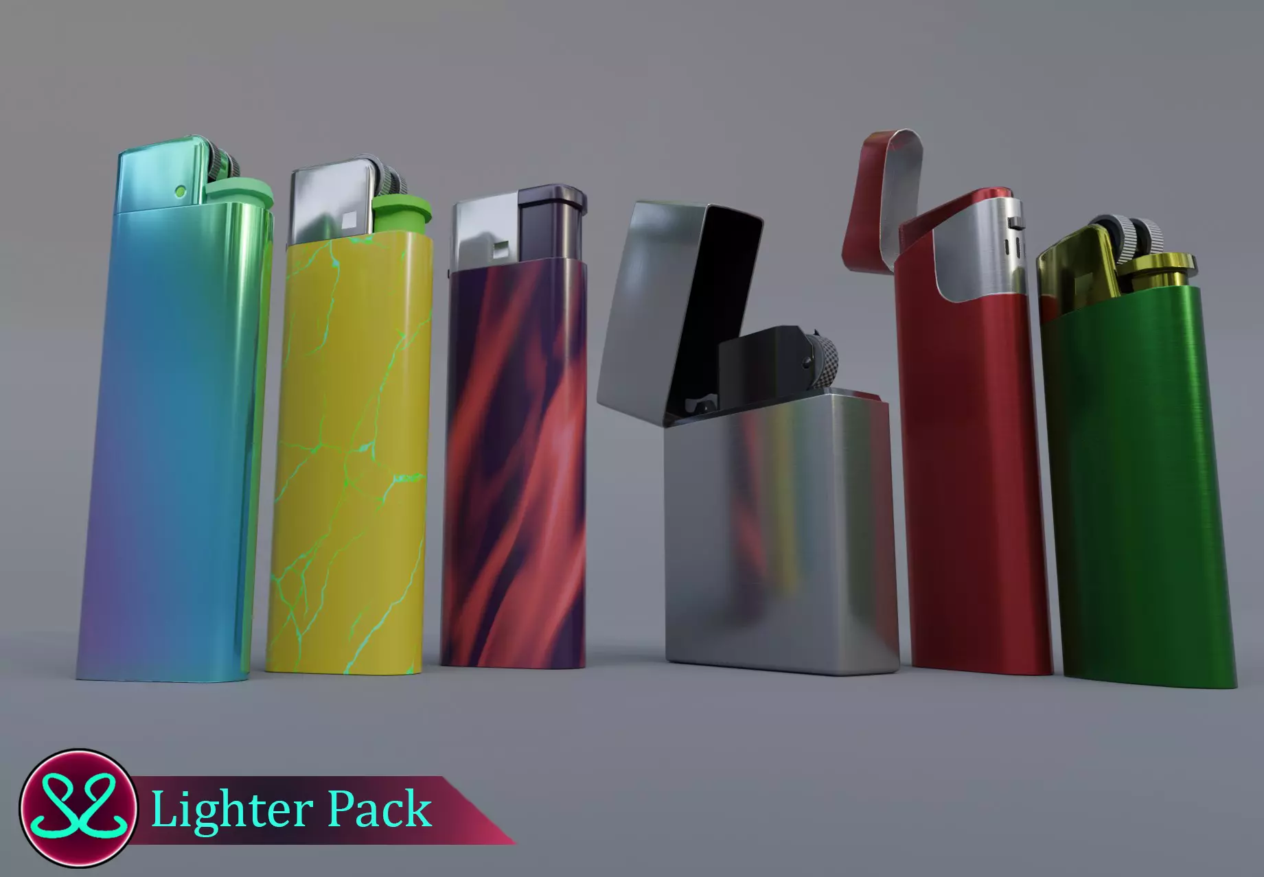 Realistic Lighter Pack Awesome Lighters Free low-poly 3D model_0