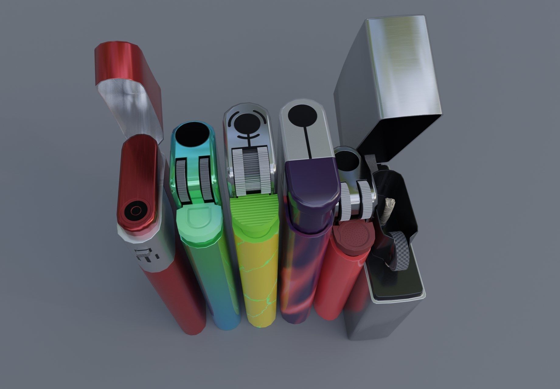 Realistic Lighter Pack Awesome Lighters Free low-poly 3D model_3