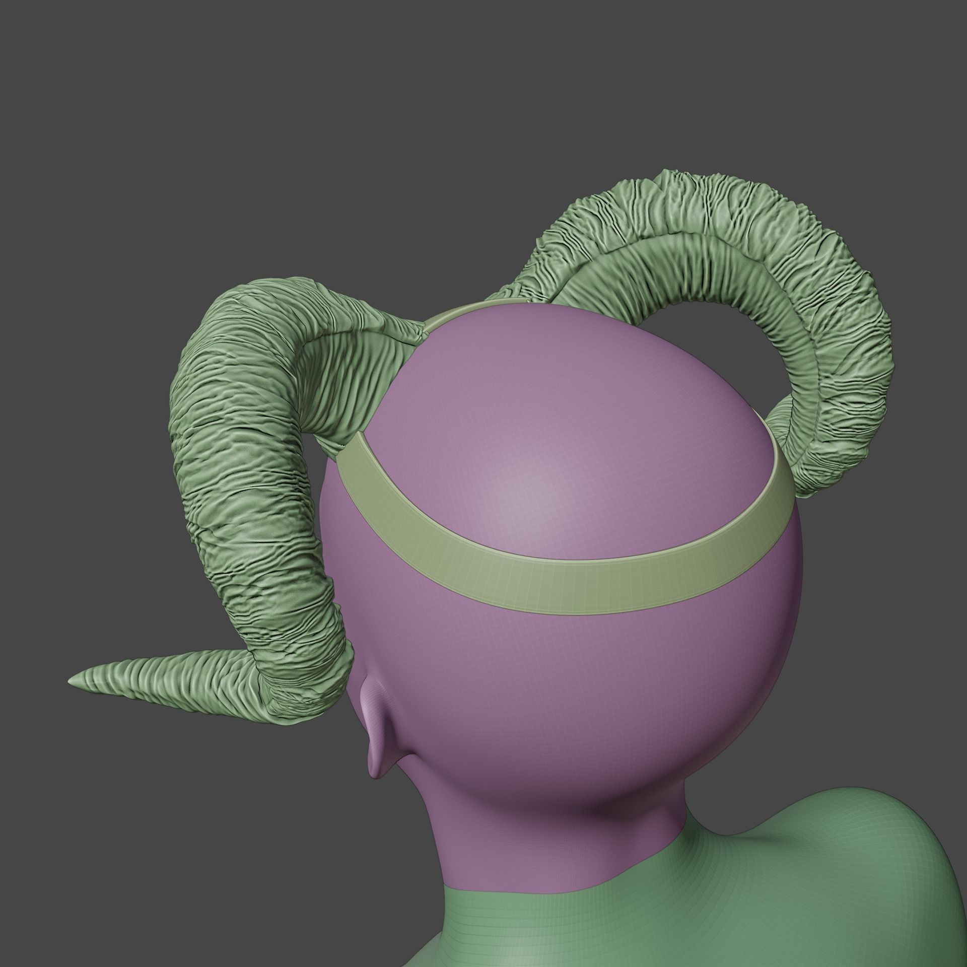 Tiefling Fantasy Dis Coils Horns Baldurs Gate 3 3D print model_7