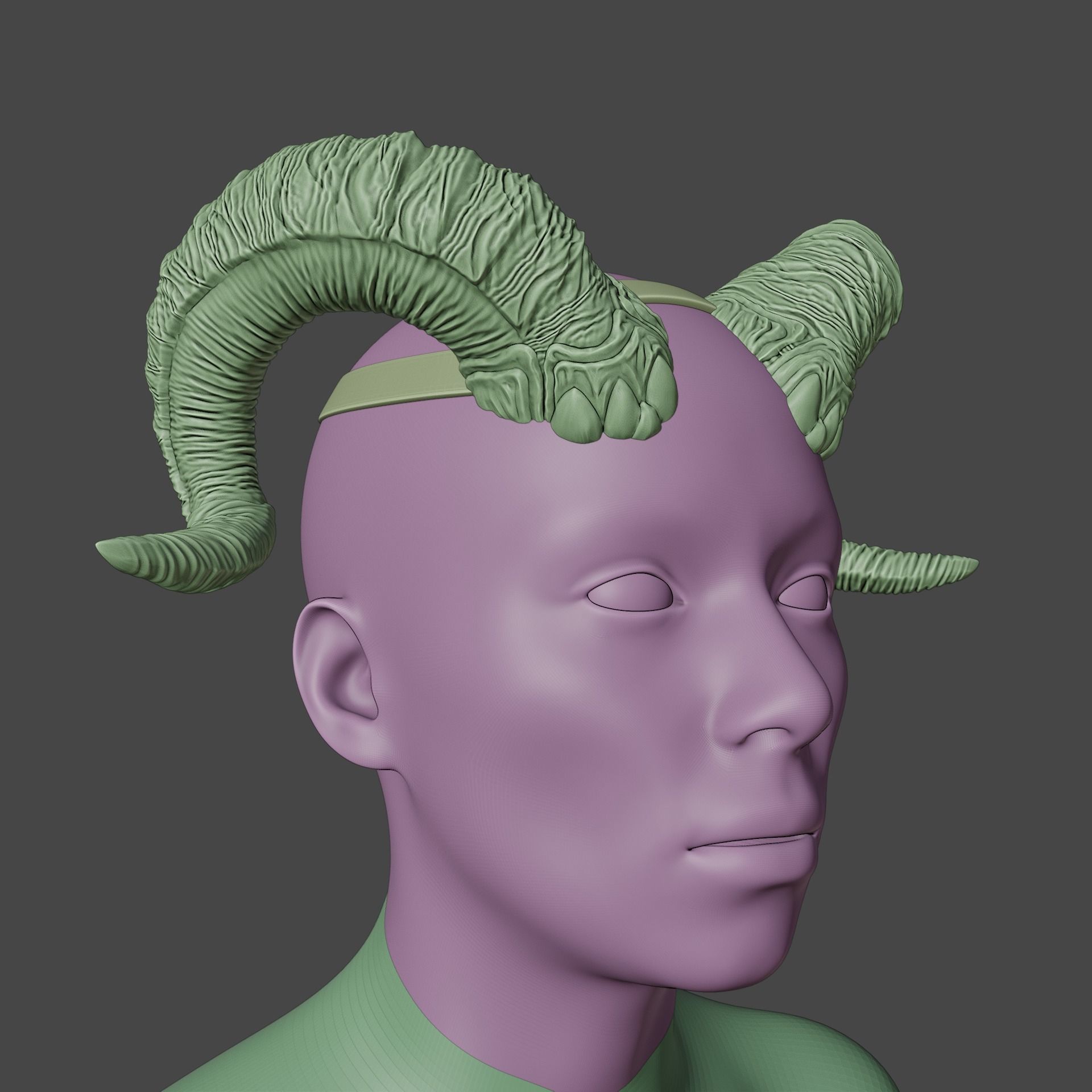 Tiefling Fantasy Dis Coils Horns Baldurs Gate 3 3D print model_8