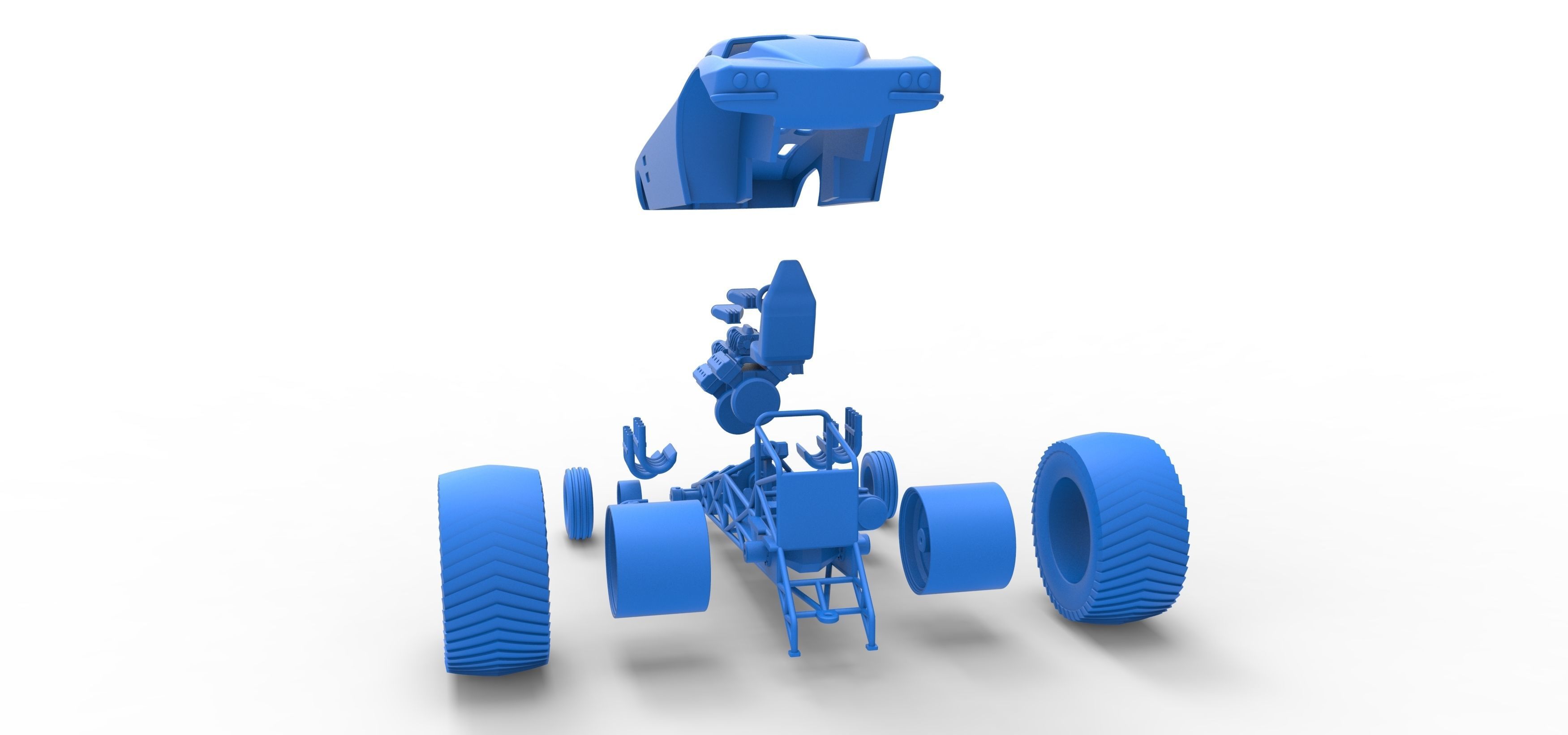 Pulling truck 2wd with Car shell Version 2 Scale 1 to 25 3D print model_42