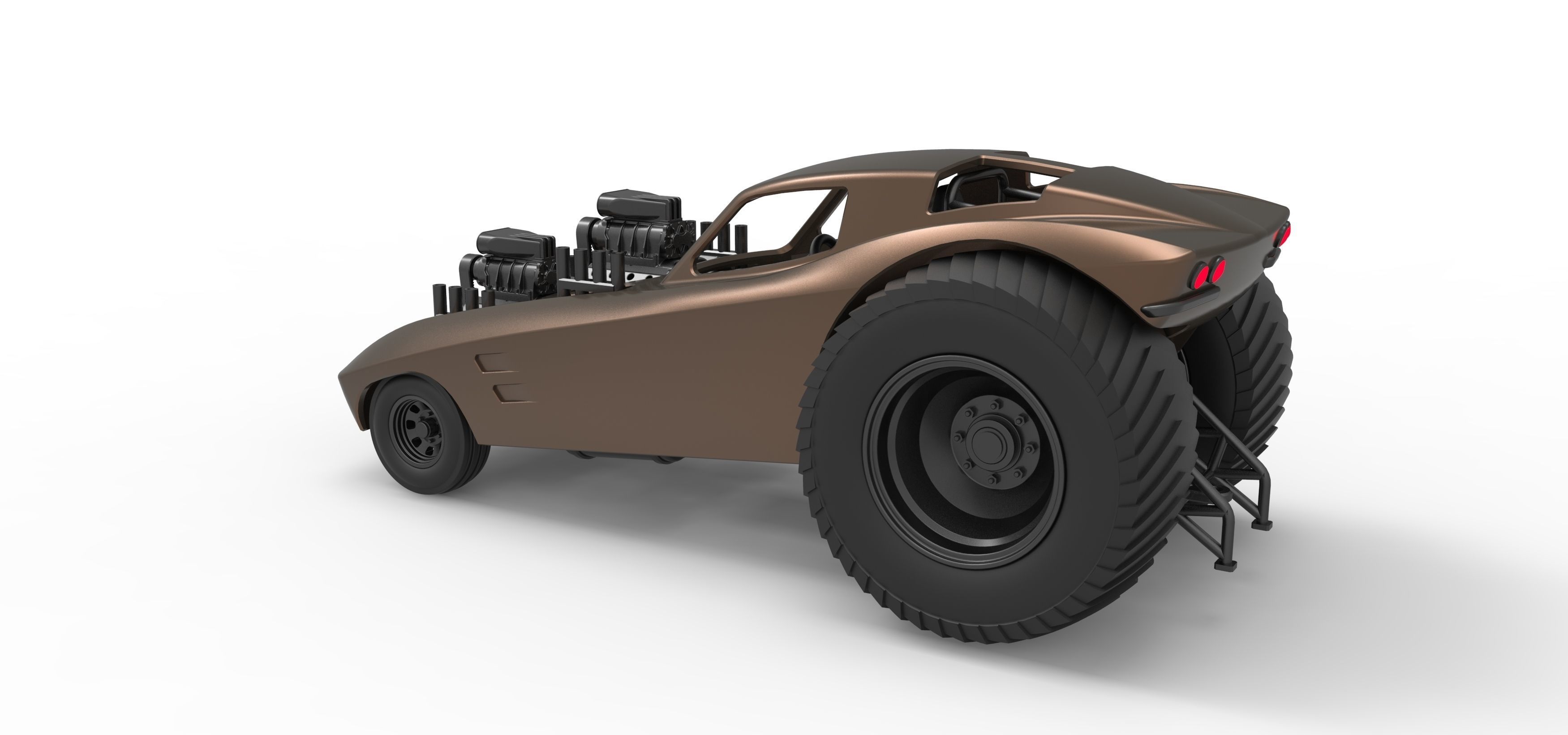 Pulling truck 2wd with Car shell Version 2 Scale 1 to 25 3D print model_12