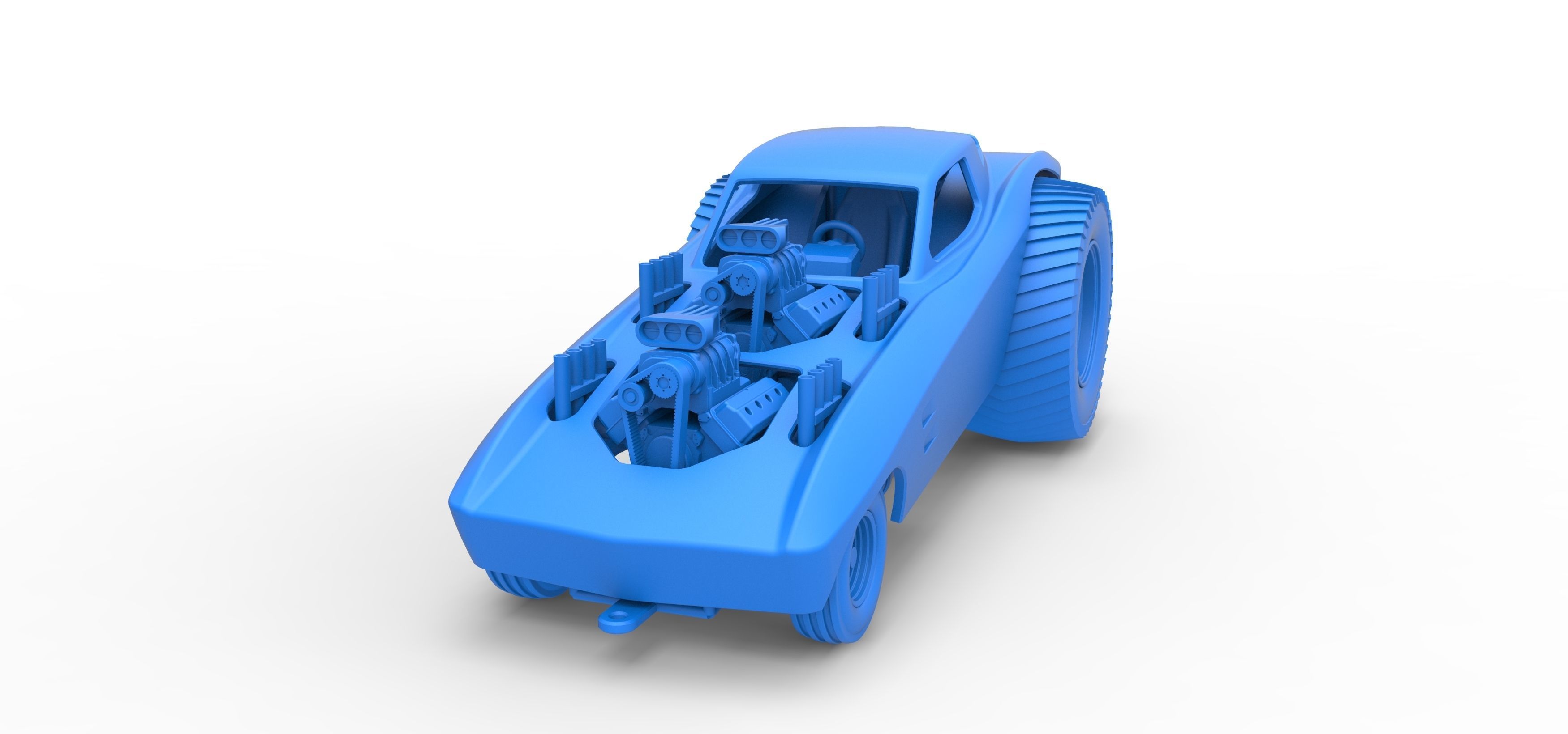 Pulling truck 2wd with Car shell Version 2 Scale 1 to 25 3D print model_22