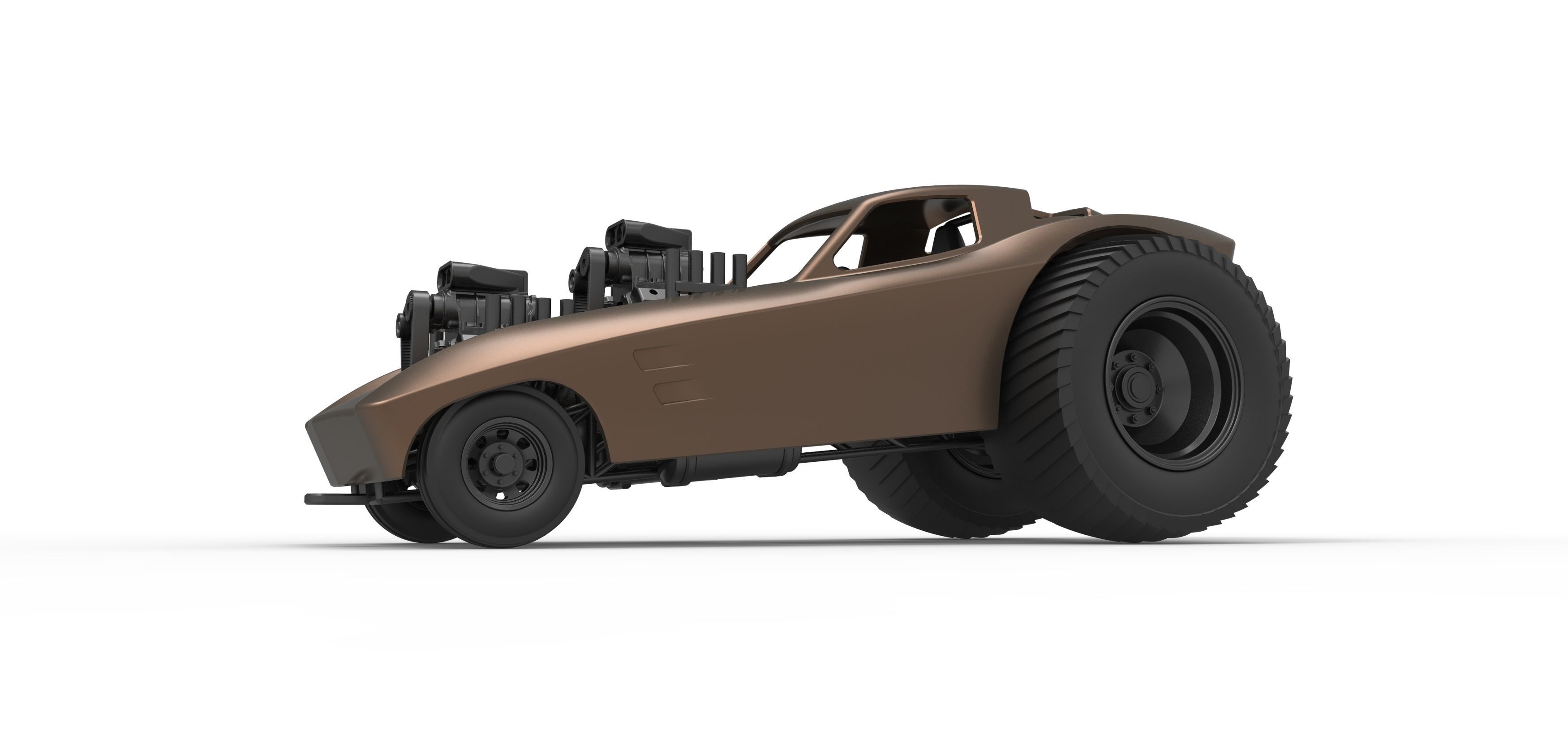 Pulling truck 2wd with Car shell Version 2 Scale 1 to 25 3D print model_2