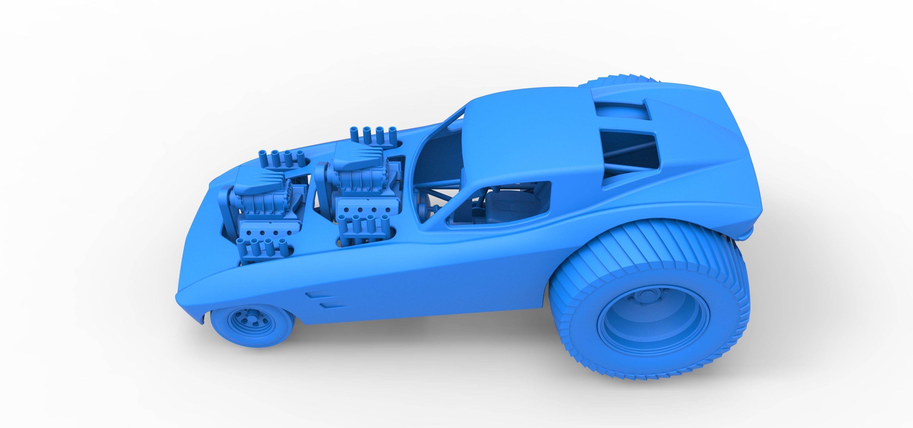 Pulling truck 2wd with Car shell Version 2 Scale 1 to 25 3D print model_27