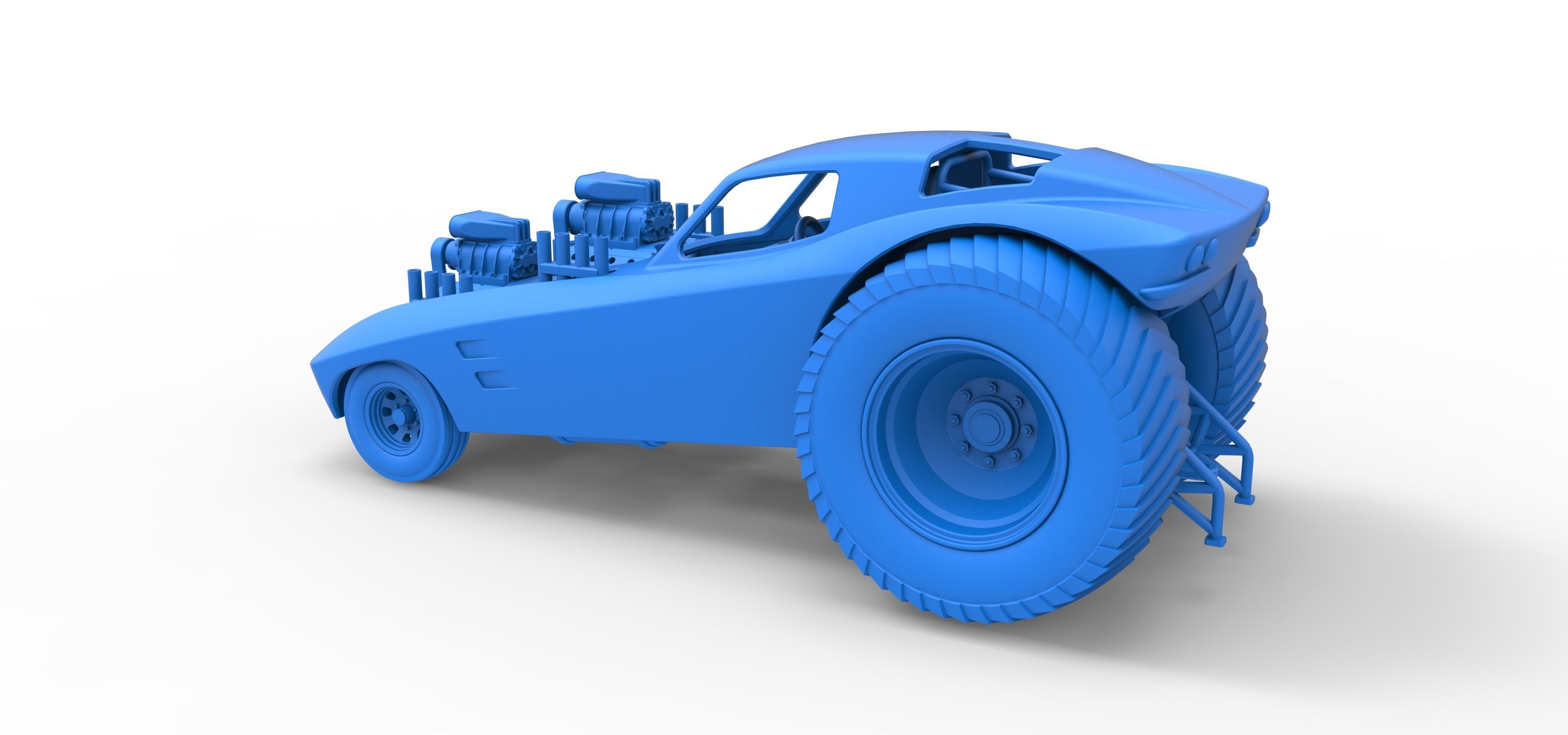 Pulling truck 2wd with Car shell Version 2 Scale 1 to 25 3D print model_29