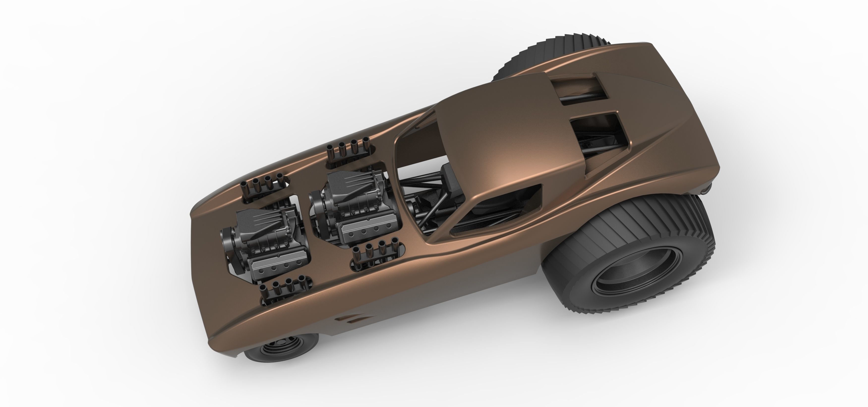 Pulling truck 2wd with Car shell Version 2 Scale 1 to 25 3D print model_4