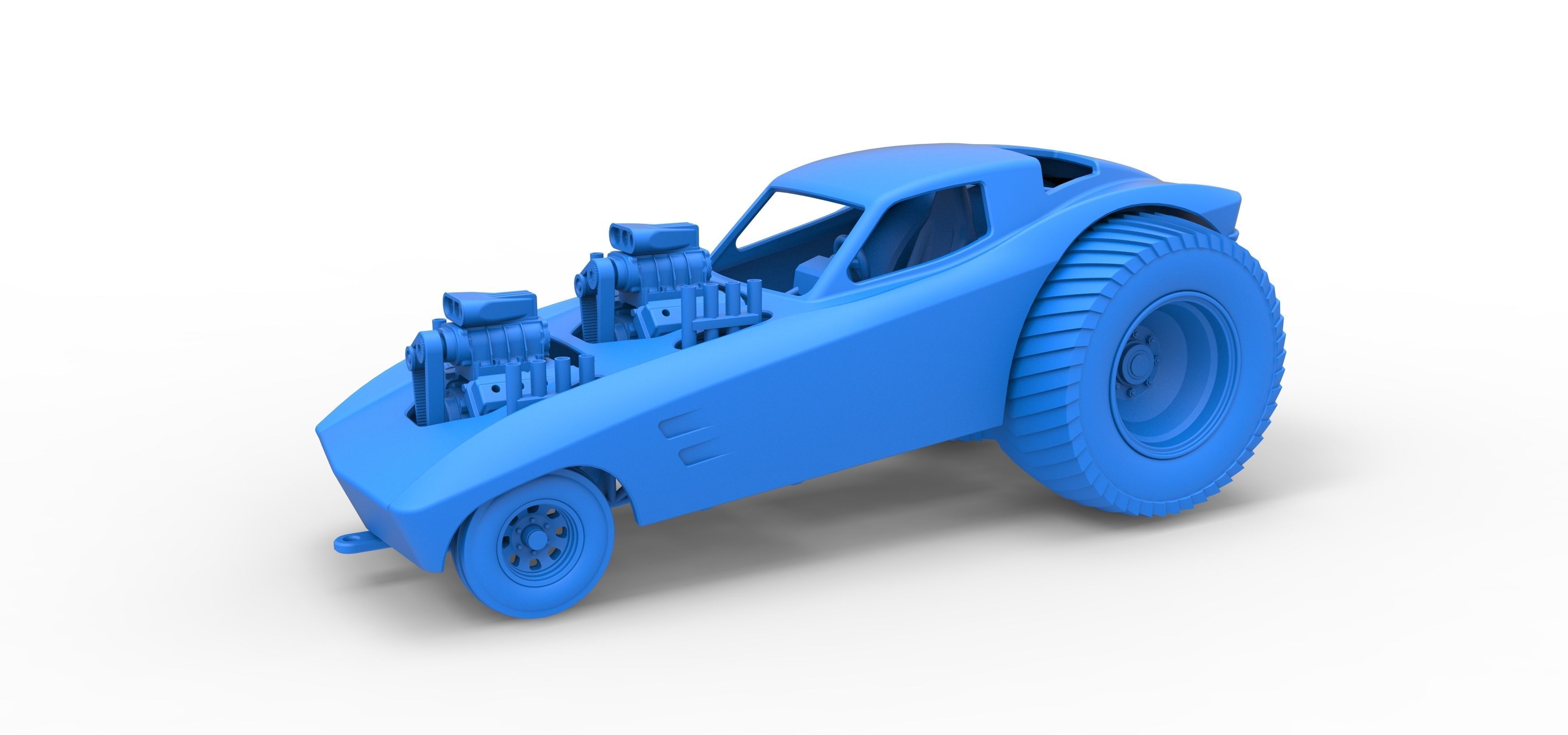 Pulling truck 2wd with Car shell Version 2 Scale 1 to 25 3D print model_18