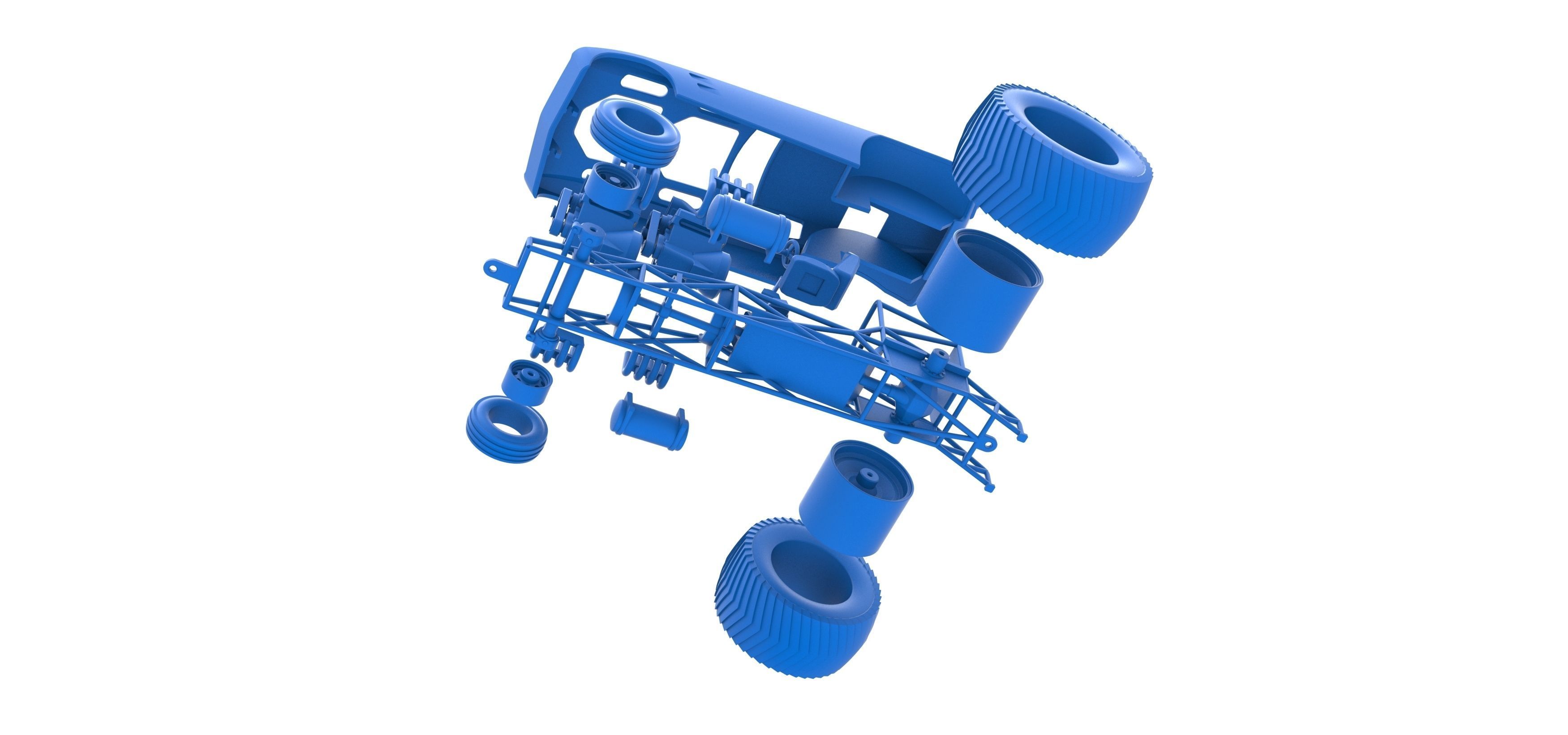 Pulling truck 2wd with Car shell Version 2 Scale 1 to 25 3D print model_37