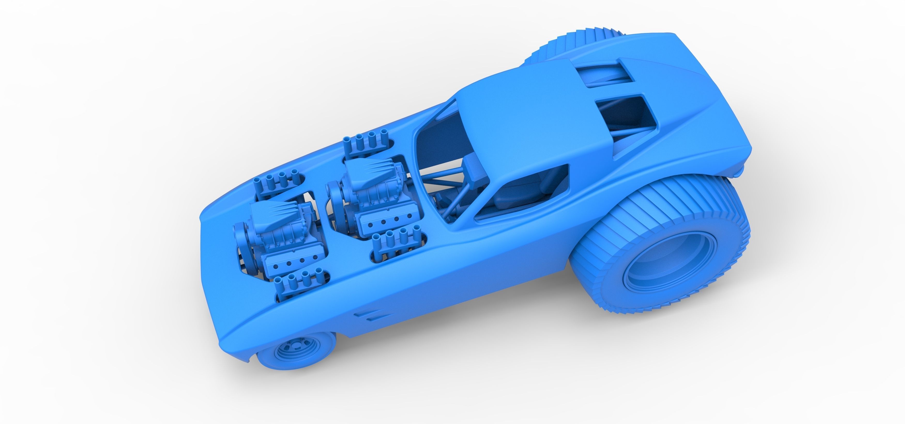 Pulling truck 2wd with Car shell Version 2 Scale 1 to 25 3D print model_21