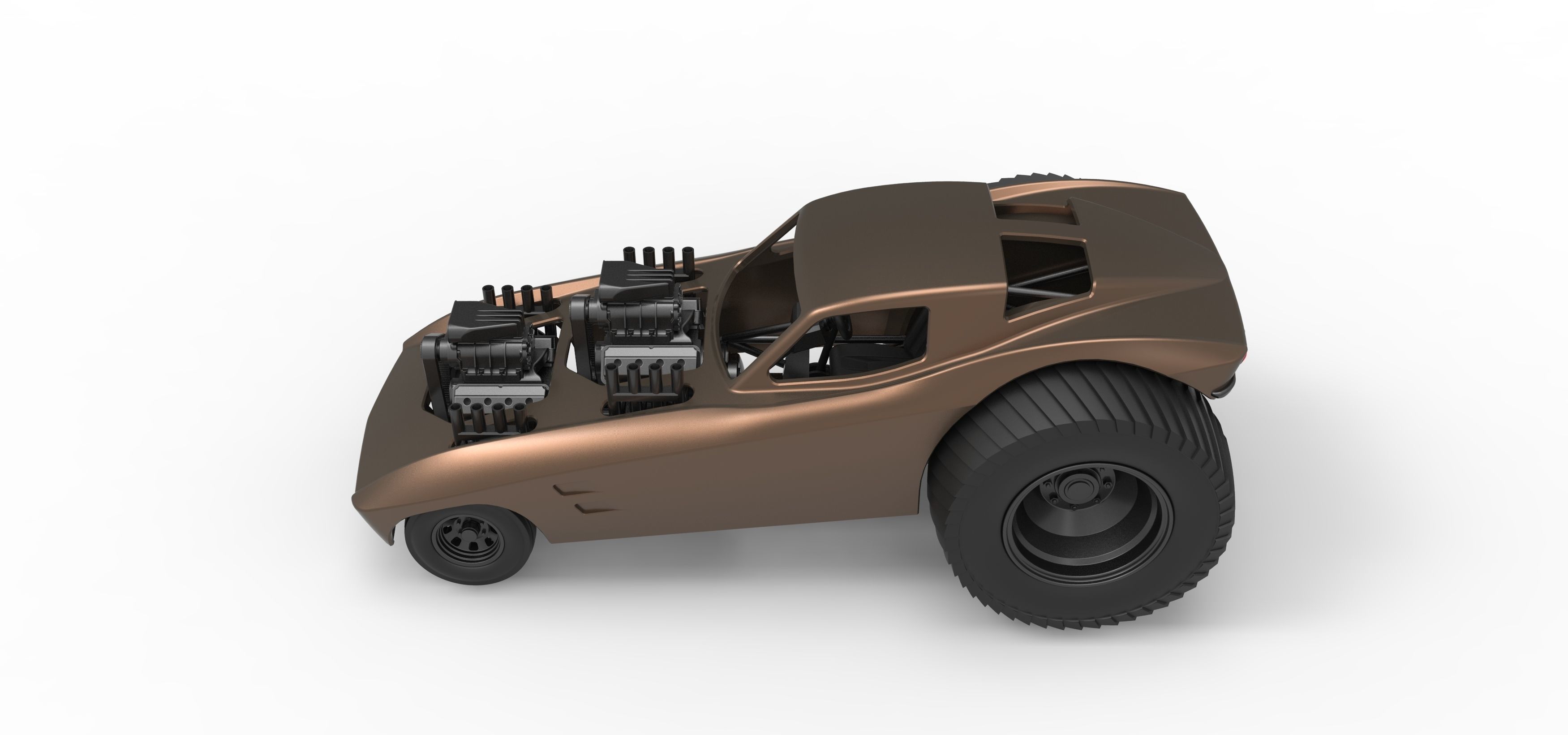 Pulling truck 2wd with Car shell Version 2 Scale 1 to 25 3D print model_10