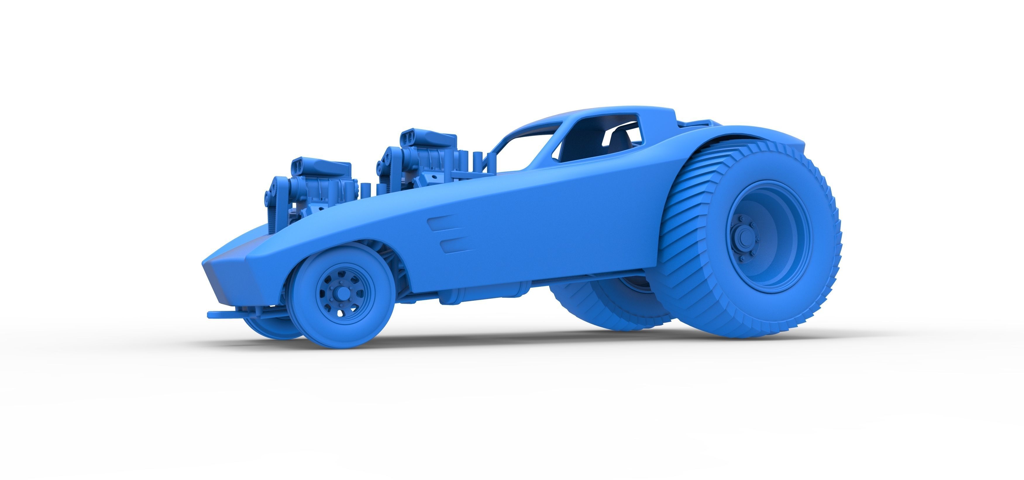 Pulling truck 2wd with Car shell Version 2 Scale 1 to 25 3D print model_19