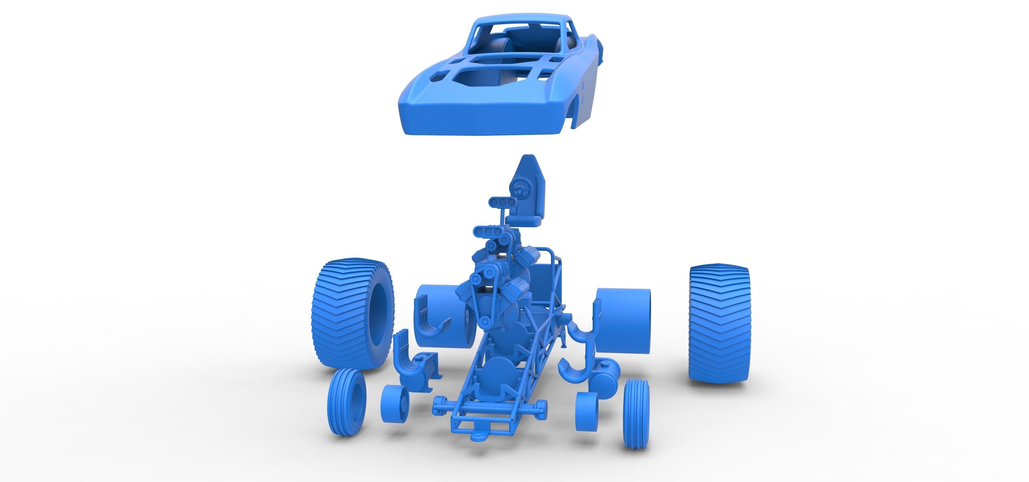 Pulling truck 2wd with Car shell Version 2 Scale 1 to 25 3D print model_38