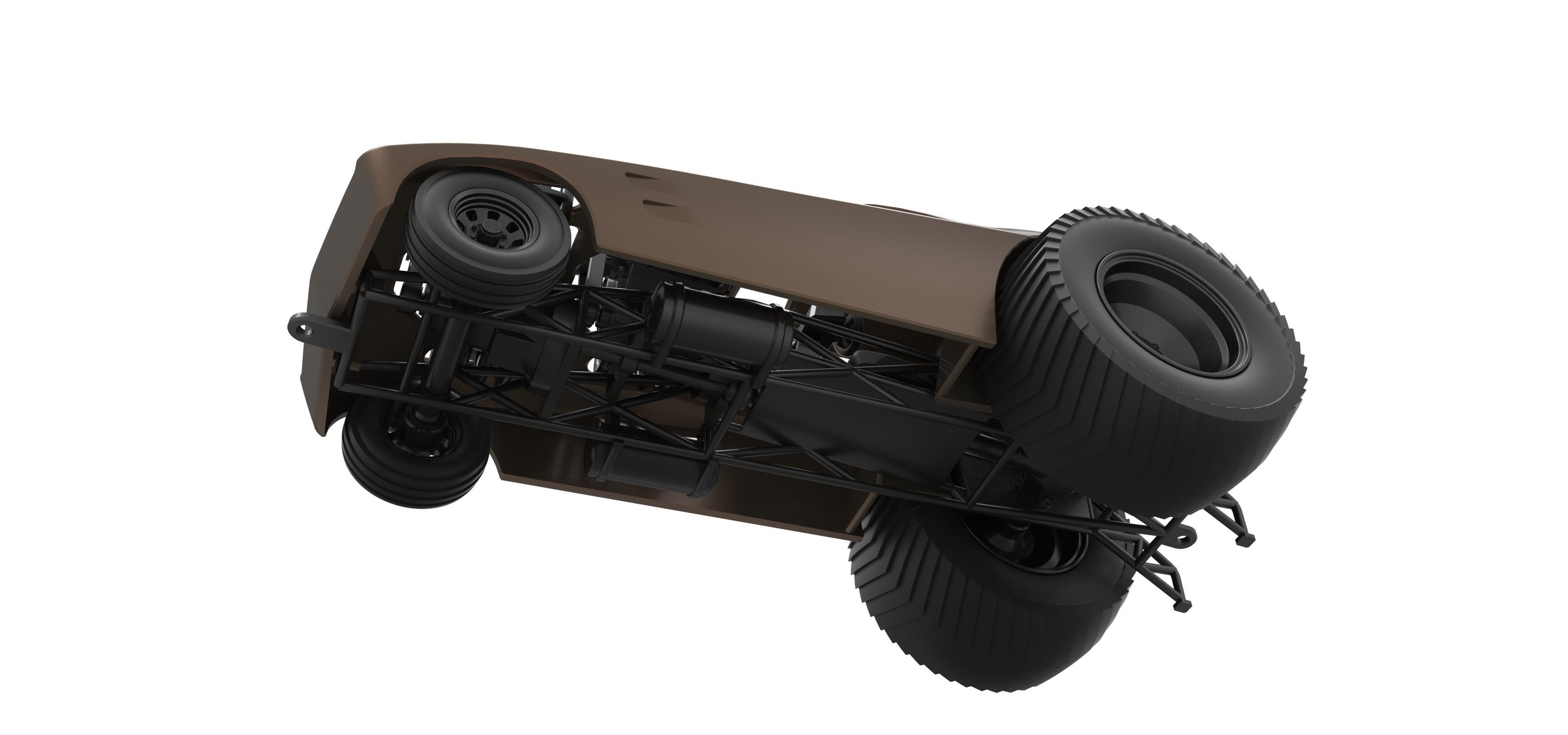 Pulling truck 2wd with Car shell Version 2 Scale 1 to 25 3D print model_3