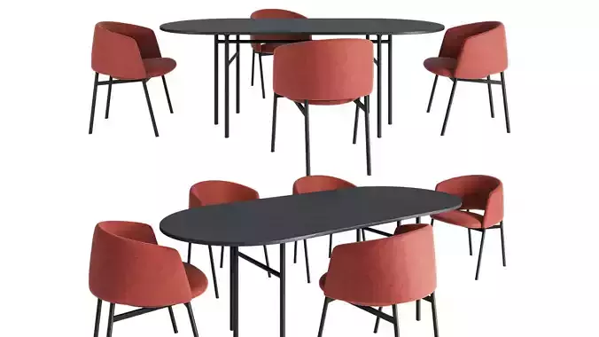 Snaregade Oval table and Collar Dining Chair