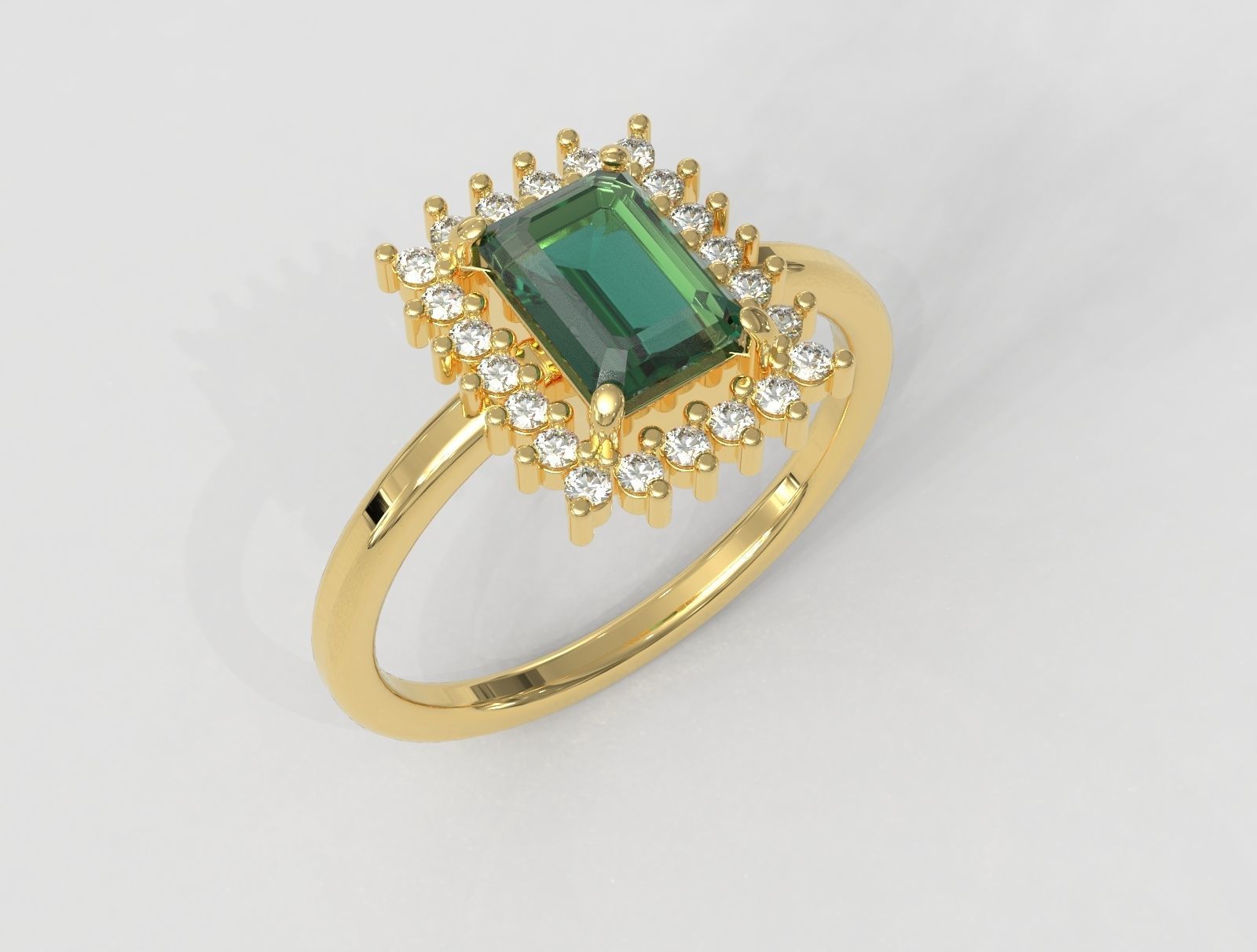Emerald Gemstone Ring 3D print model_1