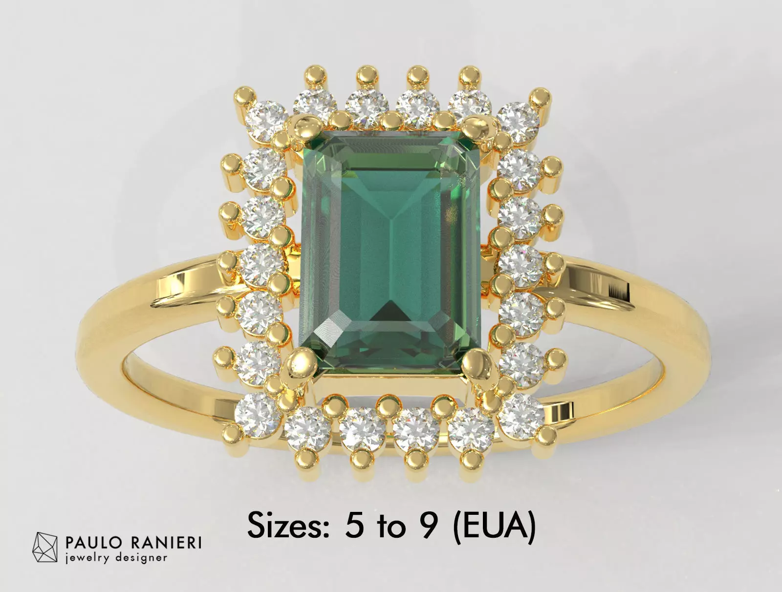 Emerald Gemstone Ring 3D print model_0