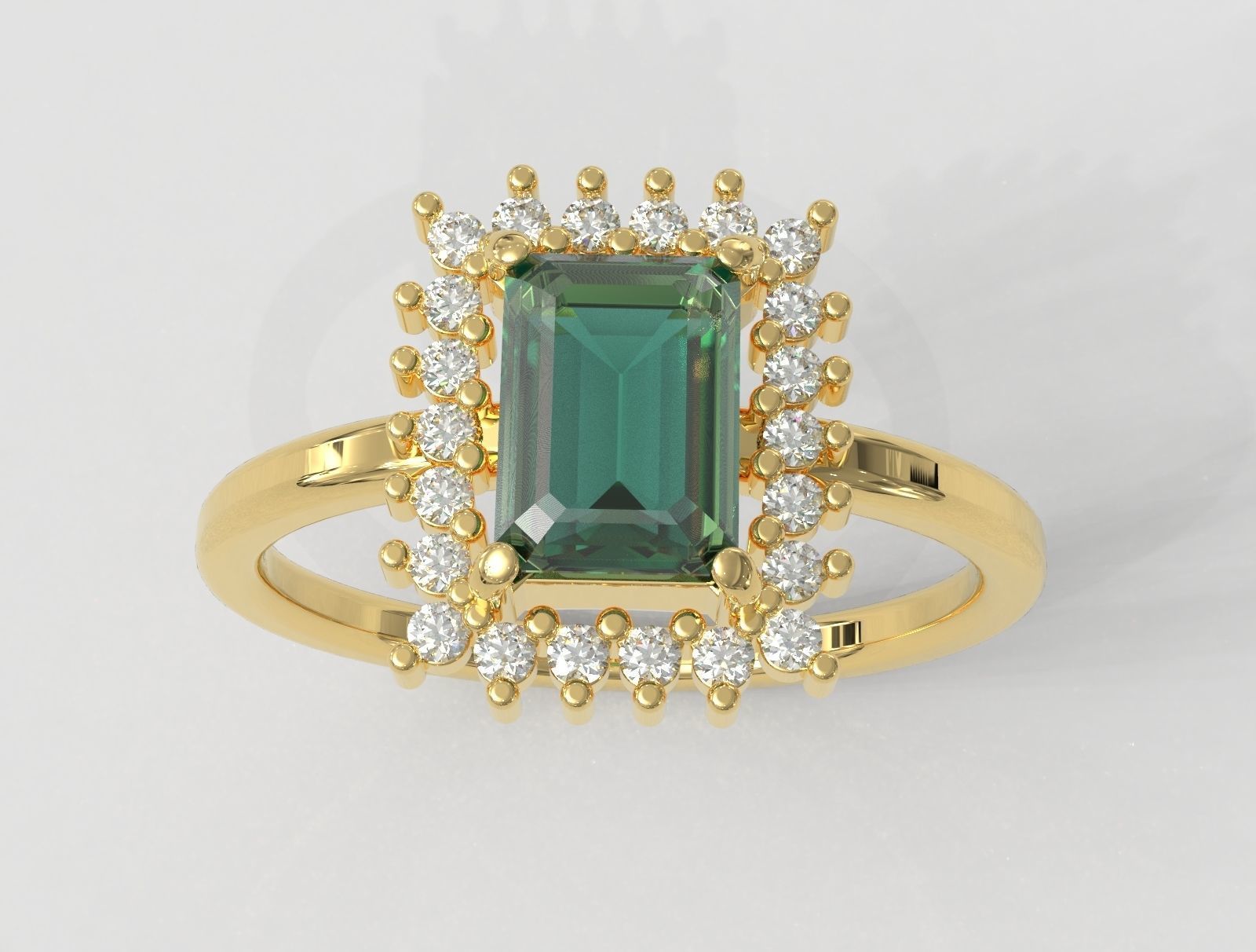 Emerald Gemstone Ring 3D print model_3