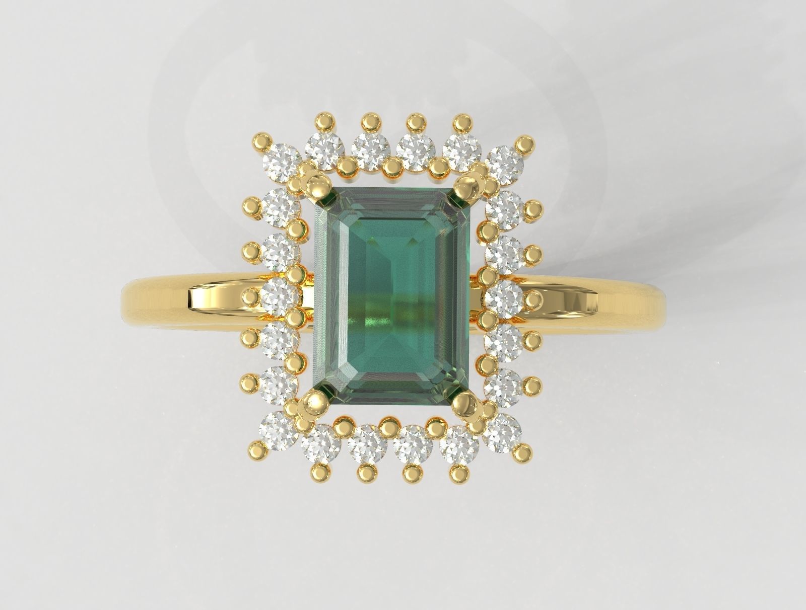 Emerald Gemstone Ring 3D print model_2