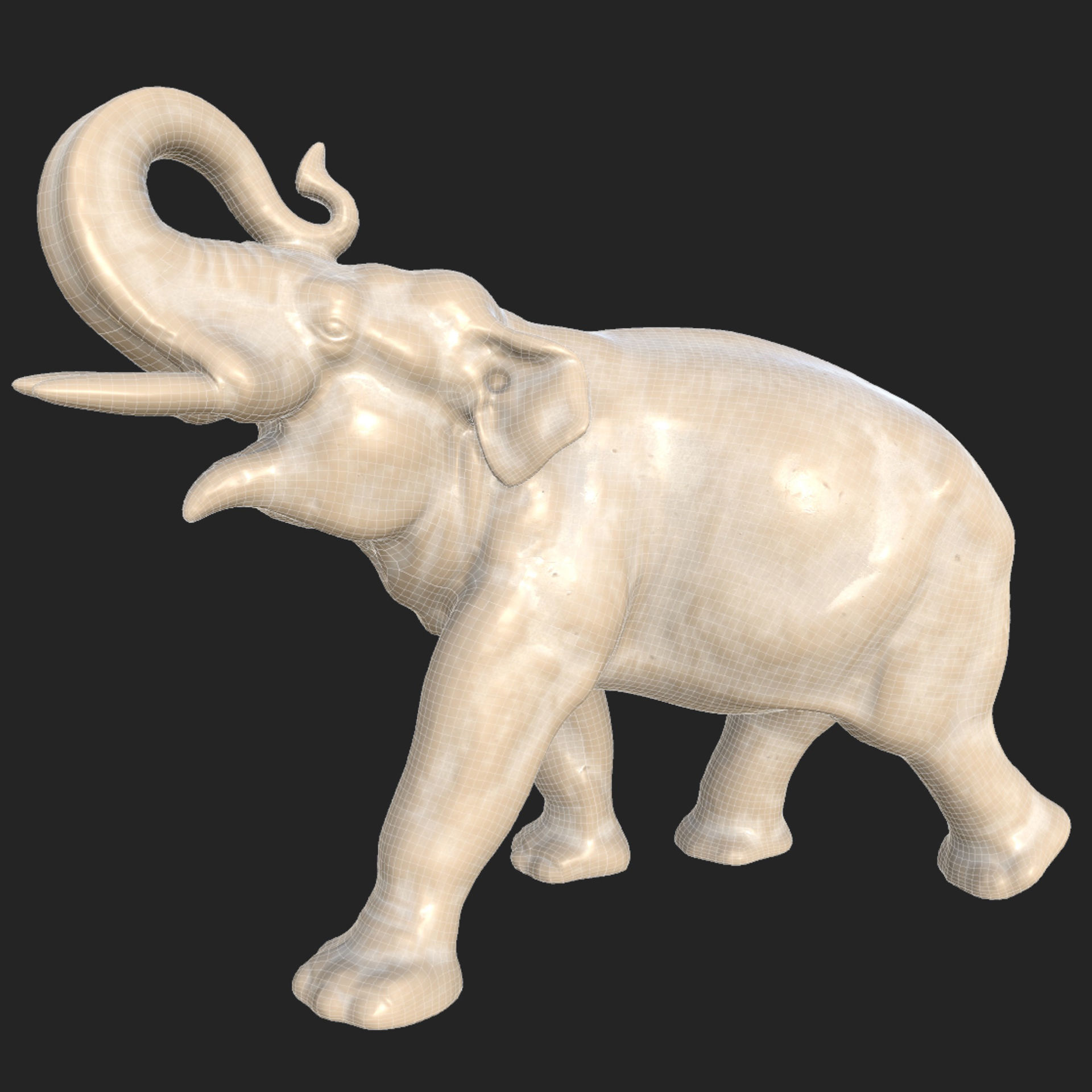 Elephant Porcelain figurine Low-poly 3D model_7