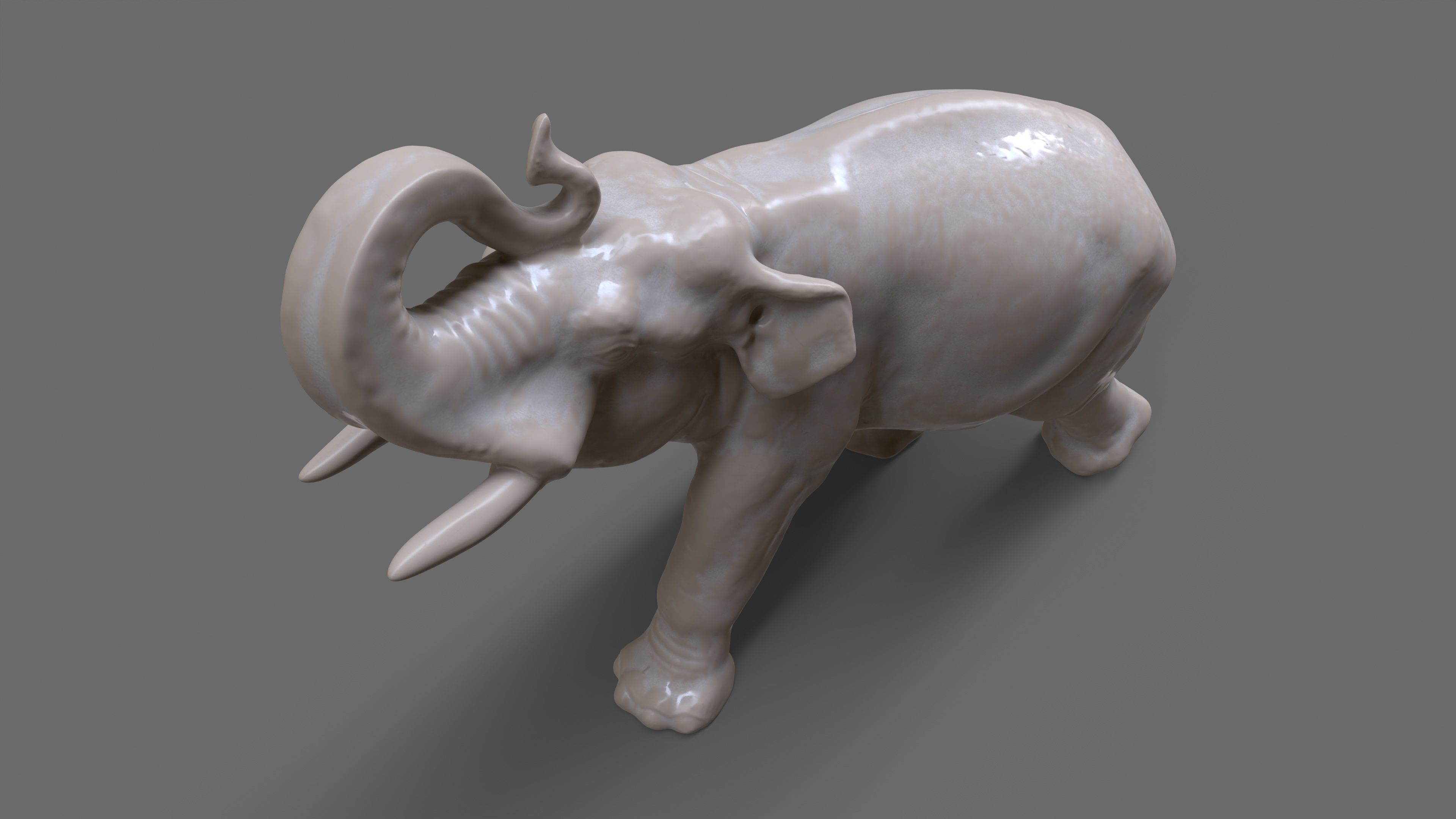 Elephant Porcelain figurine Low-poly 3D model_4