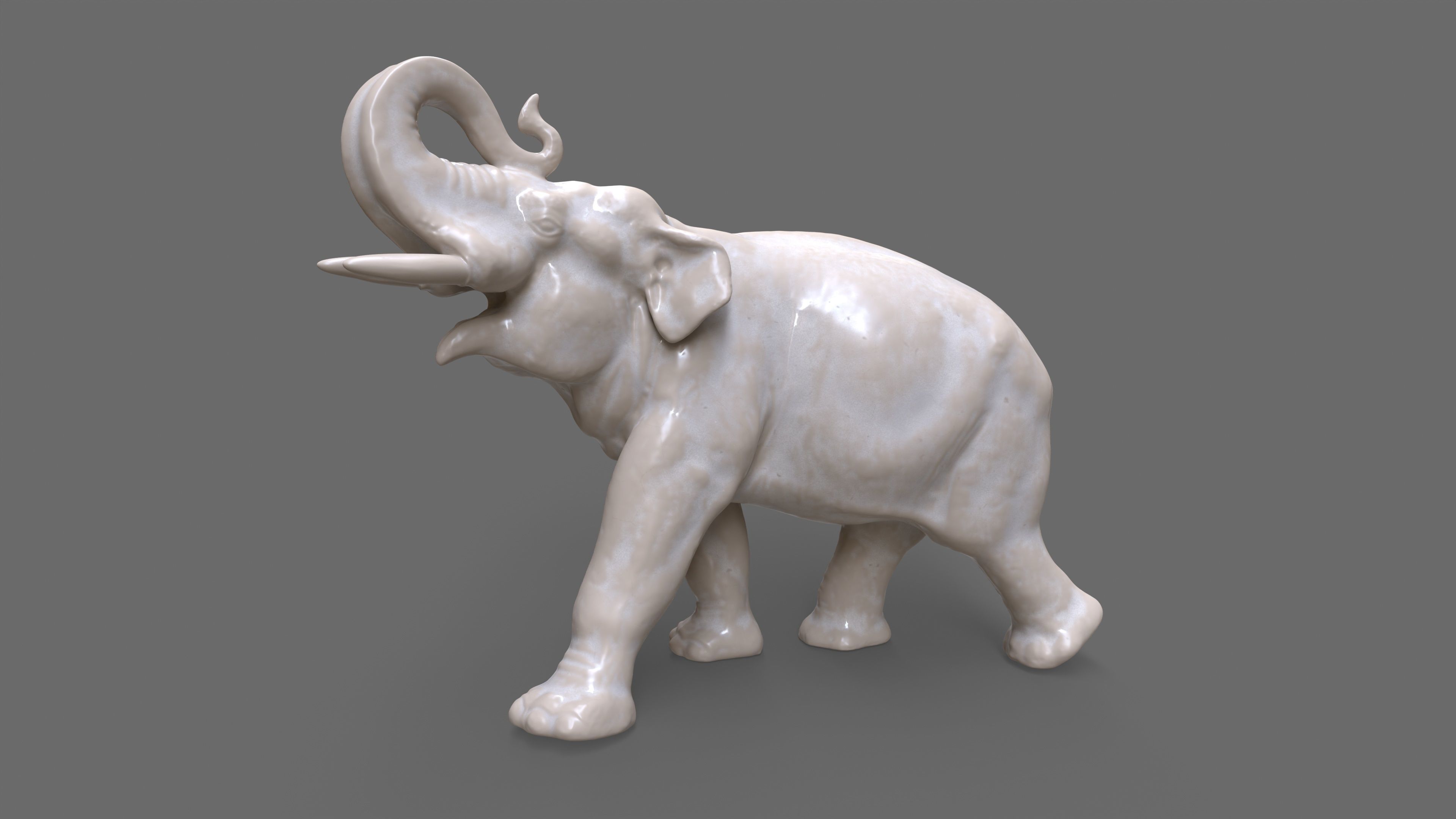 Elephant Porcelain figurine Low-poly 3D model_3