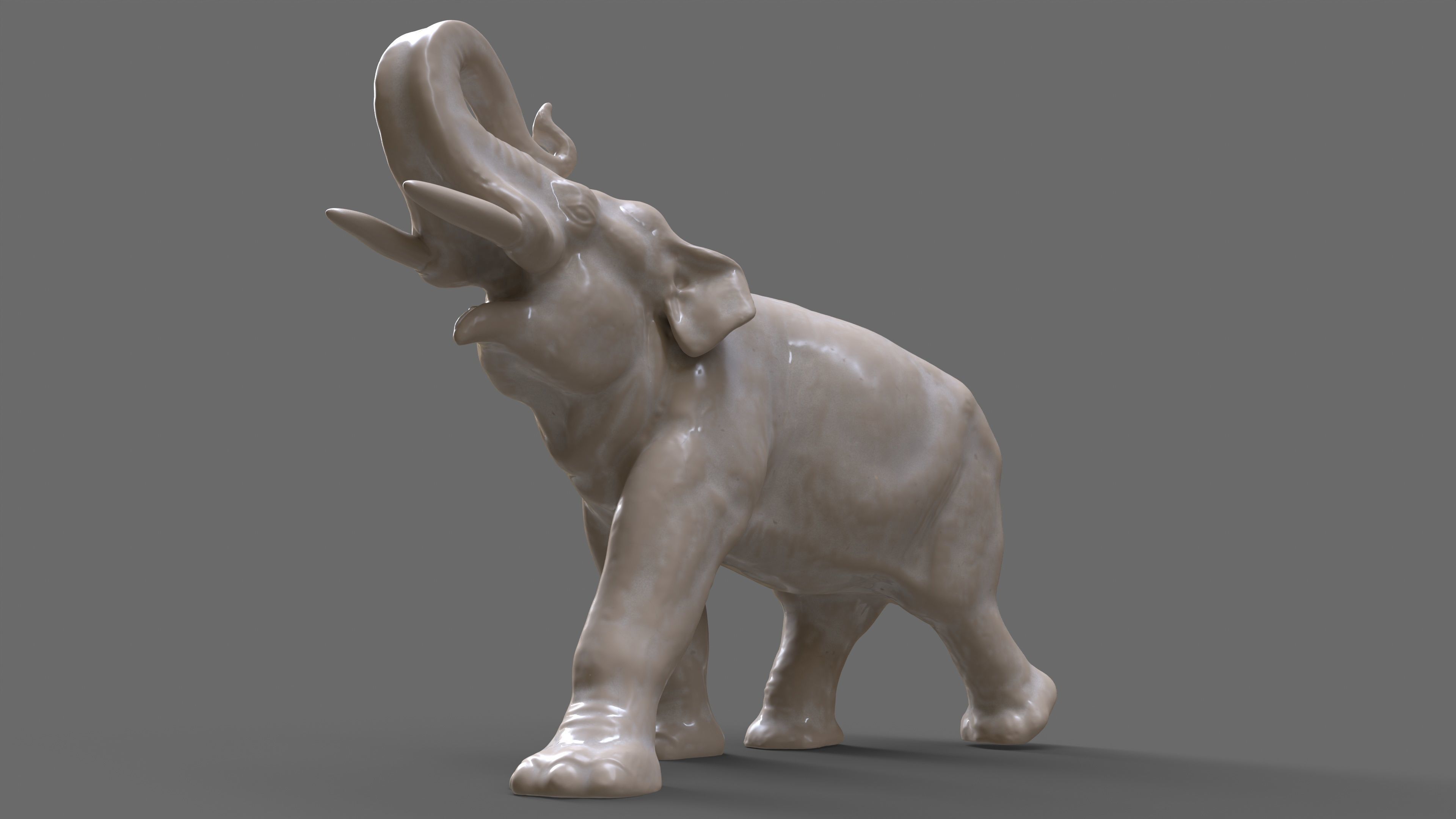 Elephant Porcelain figurine Low-poly 3D model_6