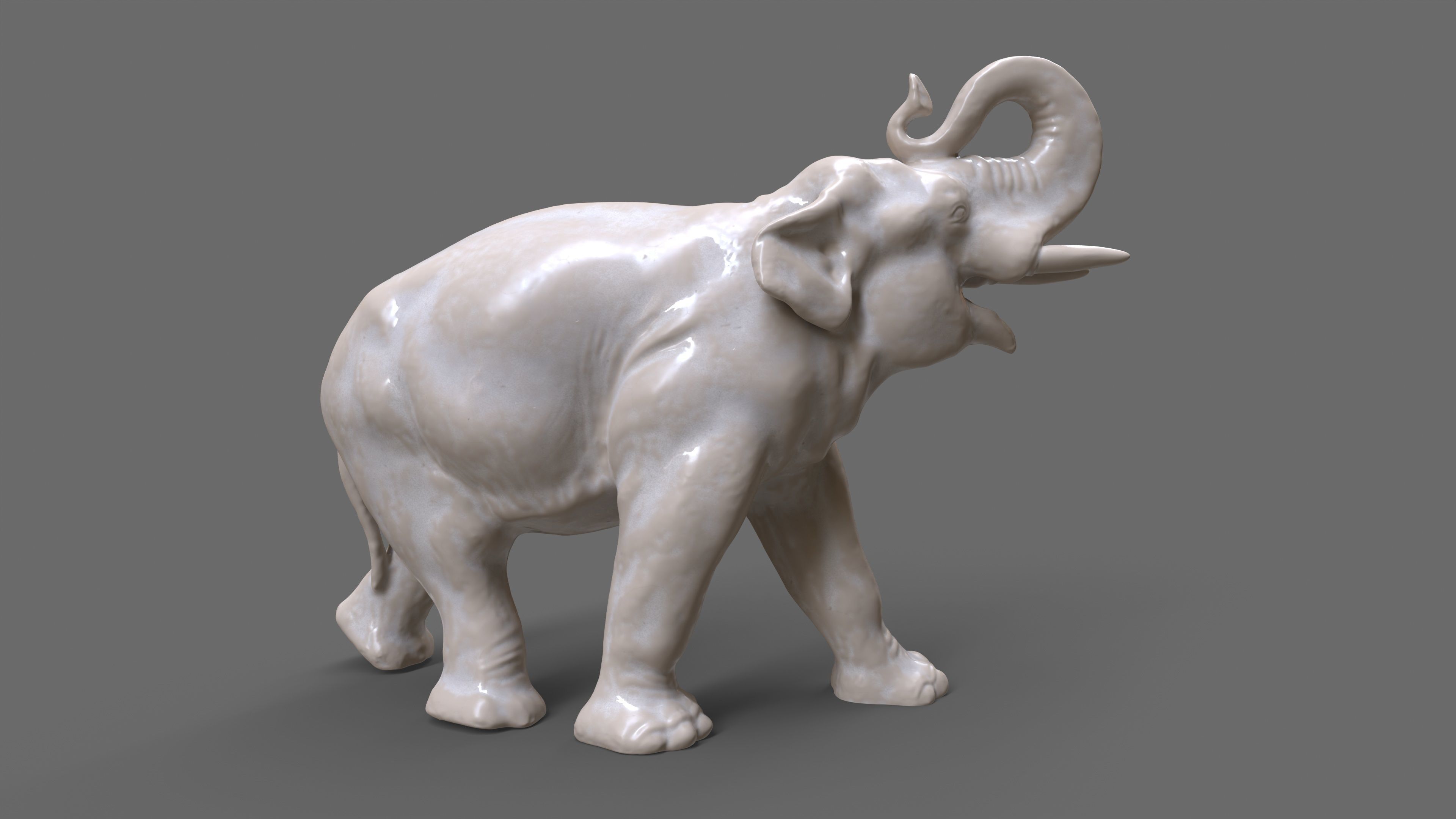 Elephant Porcelain figurine Low-poly 3D model_2