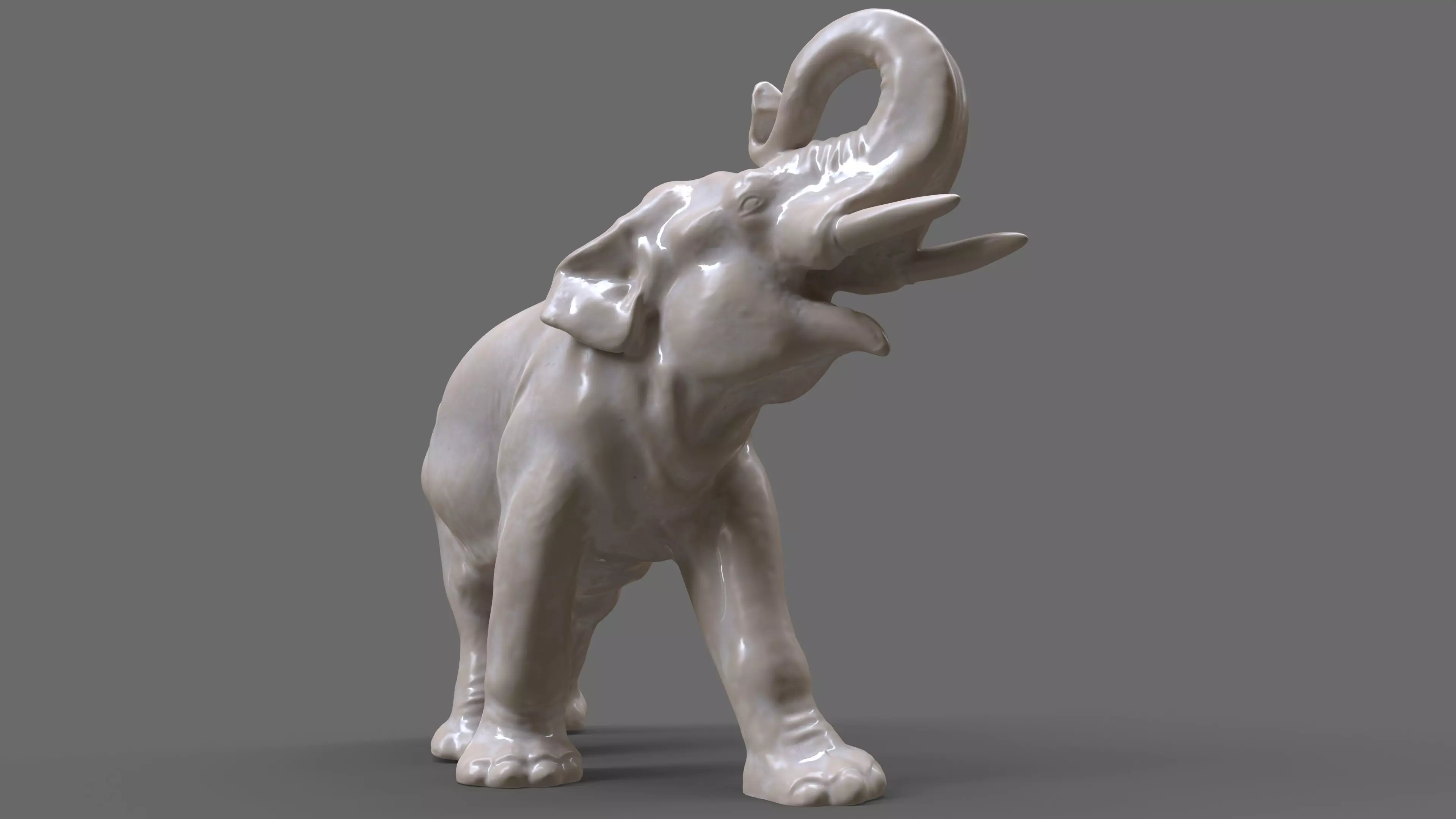 Elephant Porcelain figurine Low-poly 3D model_0