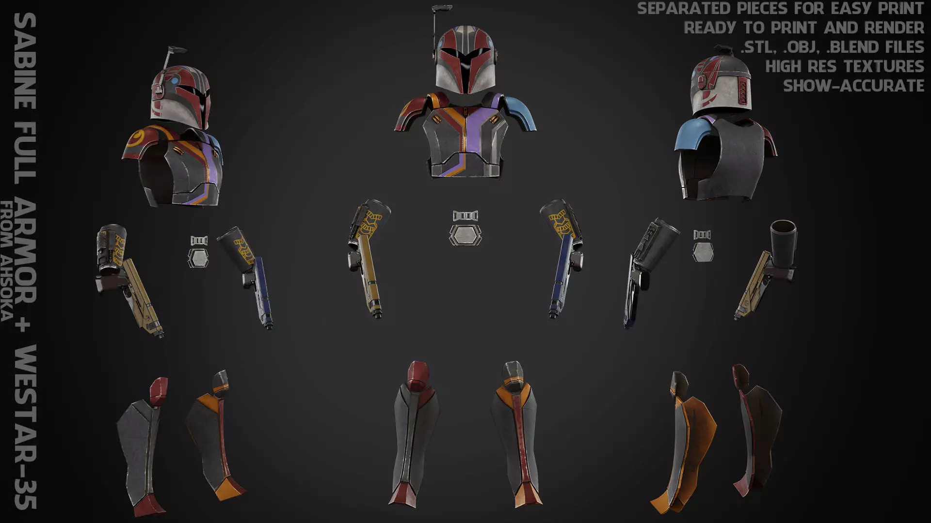 Sabine Wren Full Armor with Westar for Cosplay 3D Model Collection_0