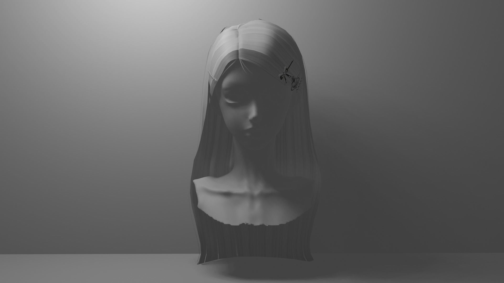 Hair long 2 sidepart with clips and 8 color textures Low-poly 3D model_10