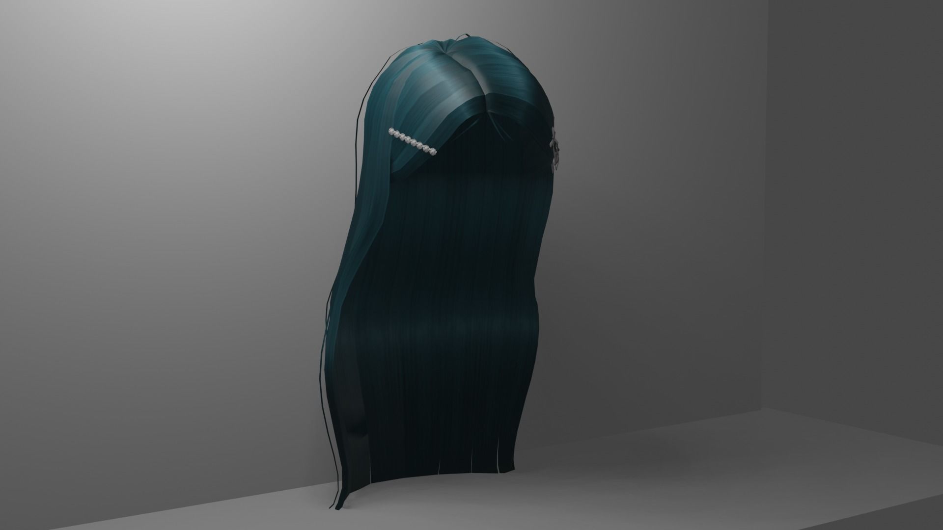 Hair long 2 sidepart with clips and 8 color textures Low-poly 3D model_2