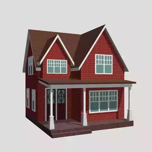 American Style Cottage - Town House Model Low-poly 3D model