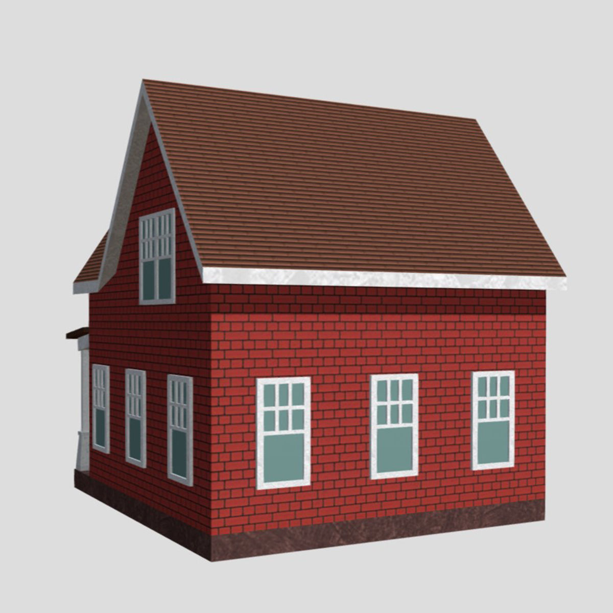American Style Cottage - Town House Model Low-poly 3D model_3