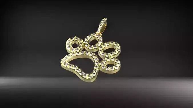 Diamond Paw Print Outline Pendant Necklace Charm Jewelry 