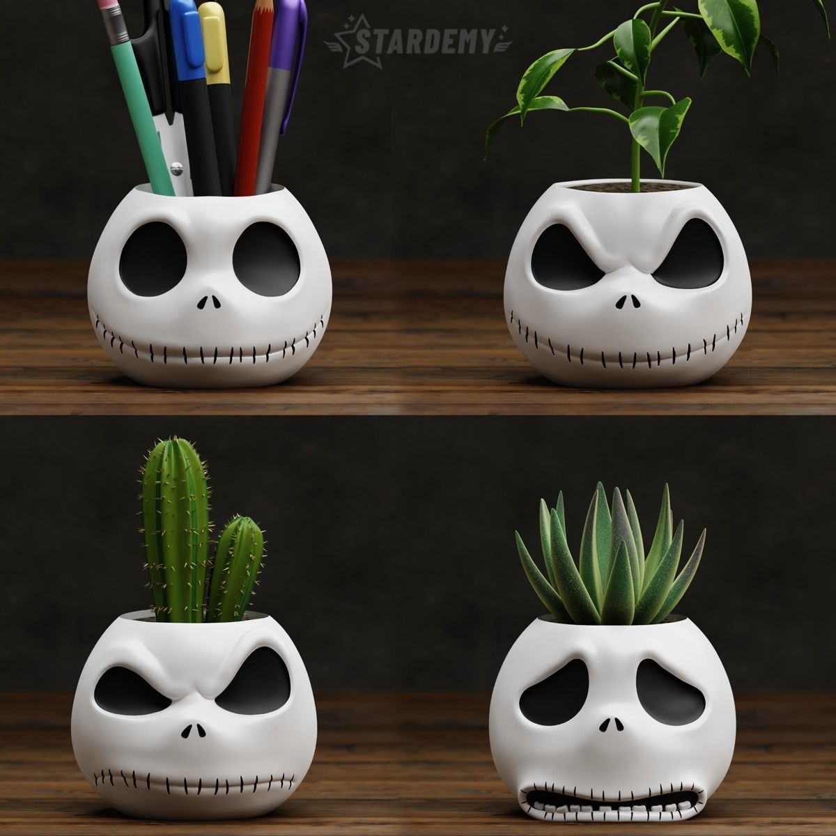 JACK SKELLINGTON BOWL PLANTER SET HALLOWEEN NIGHTMARE CHRISTMAS 3D print model_1