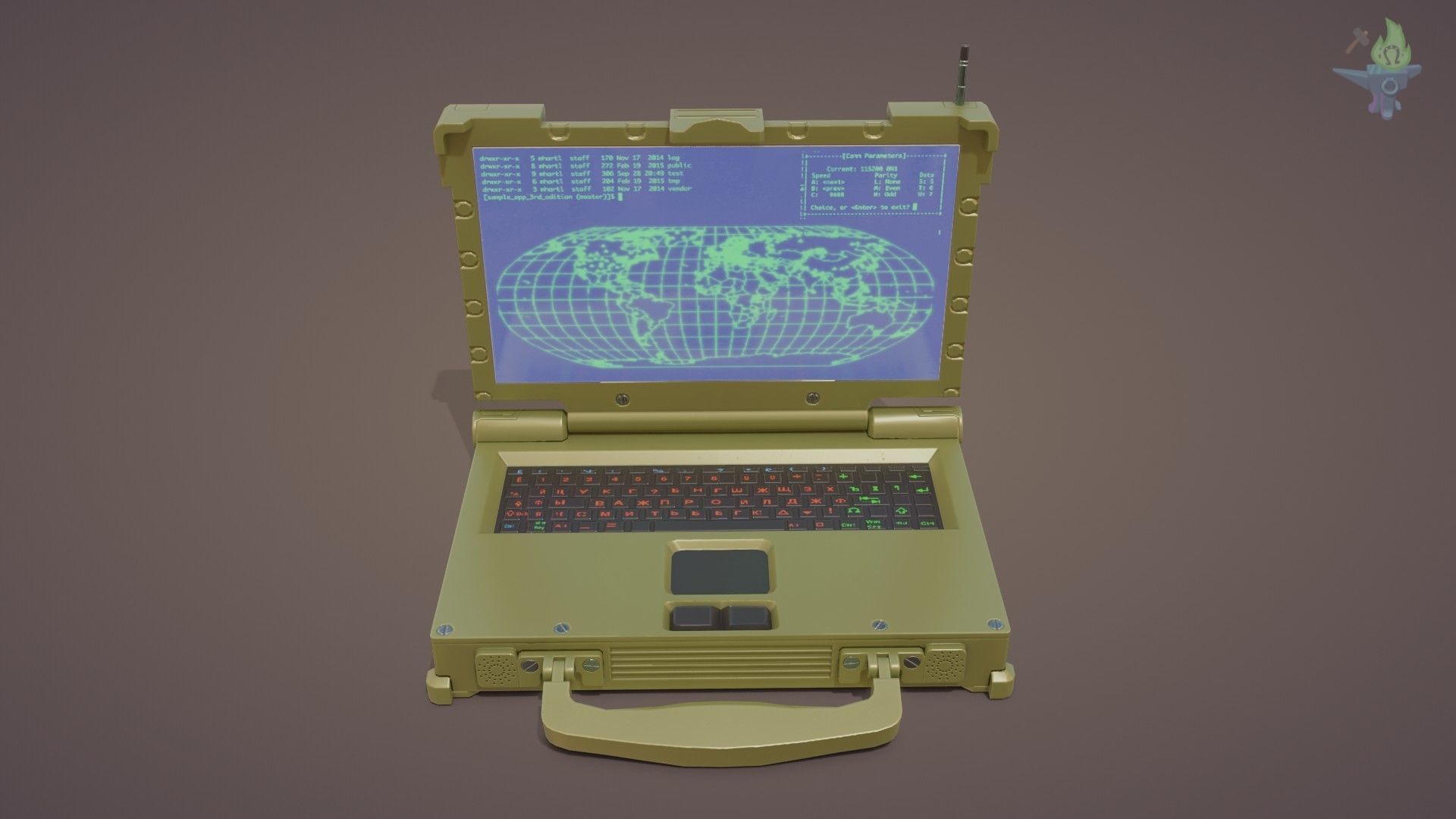 Tactical Laptop Low-poly 3D model_6