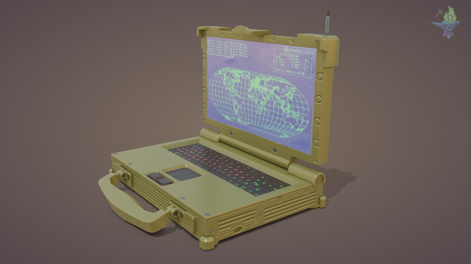 Tactical Laptop Low-poly 3D model_10