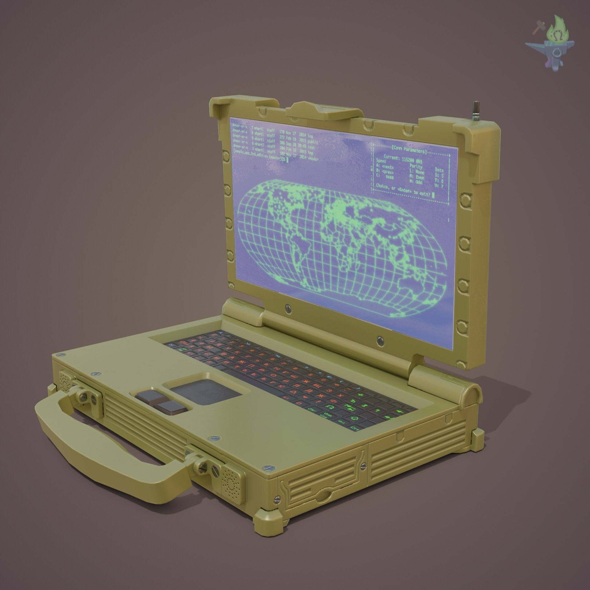 Tactical Laptop Low-poly 3D model_26