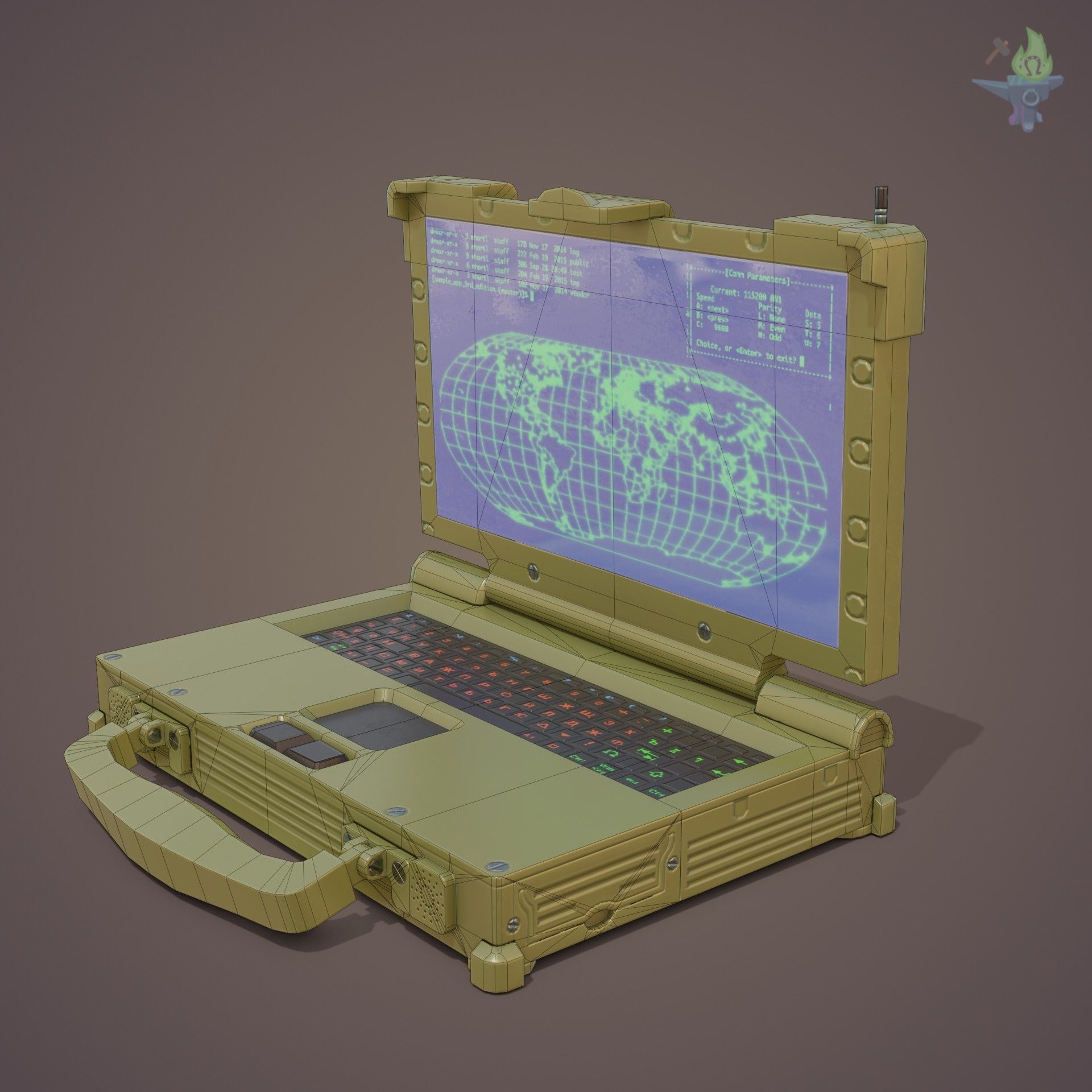 Tactical Laptop Low-poly 3D model_27