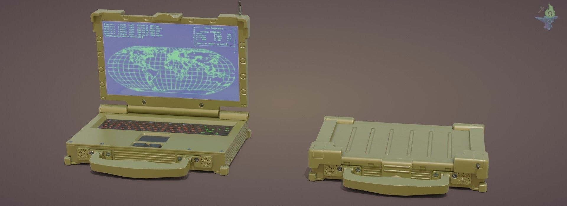 Tactical Laptop Low-poly 3D model_13