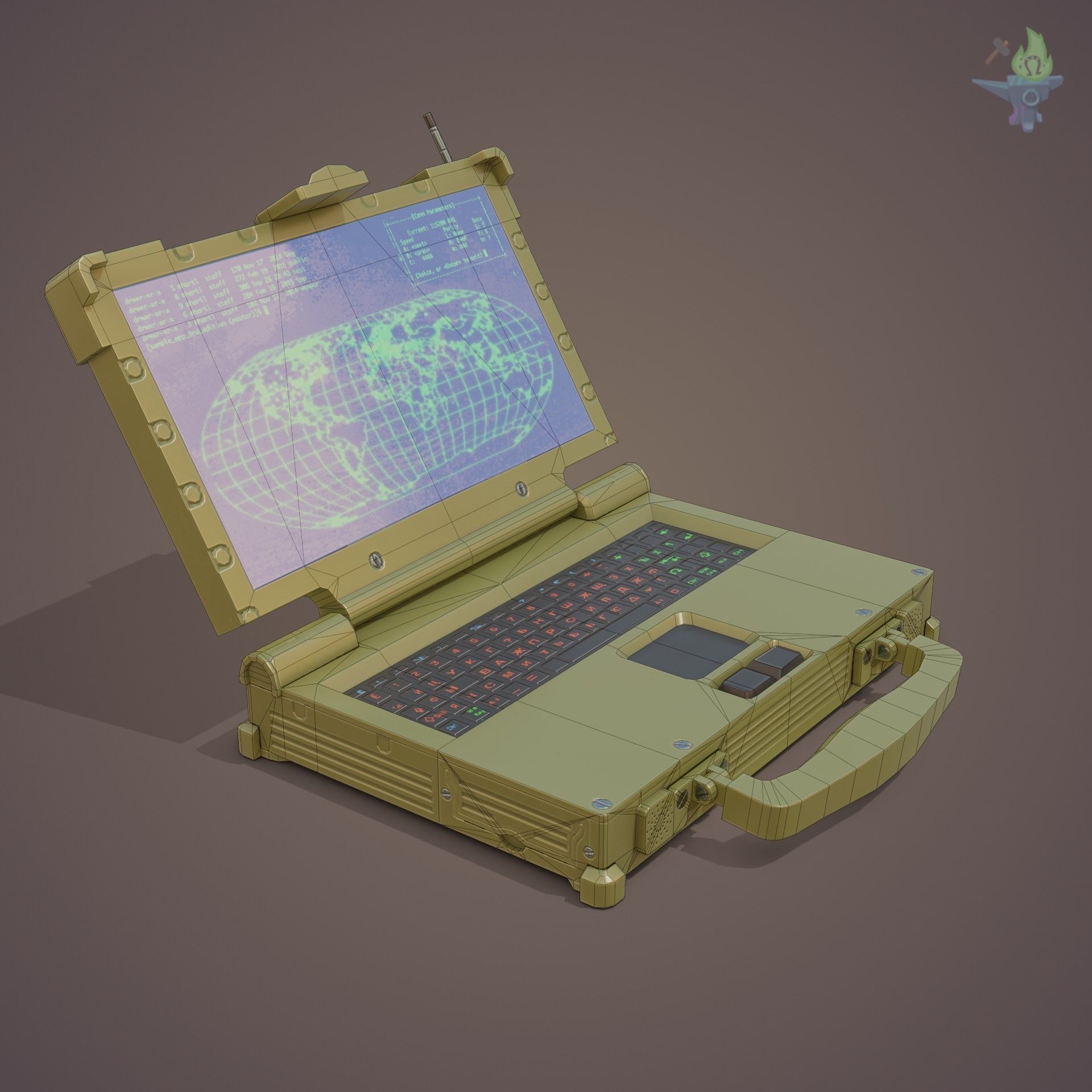 Tactical Laptop Low-poly 3D model_25