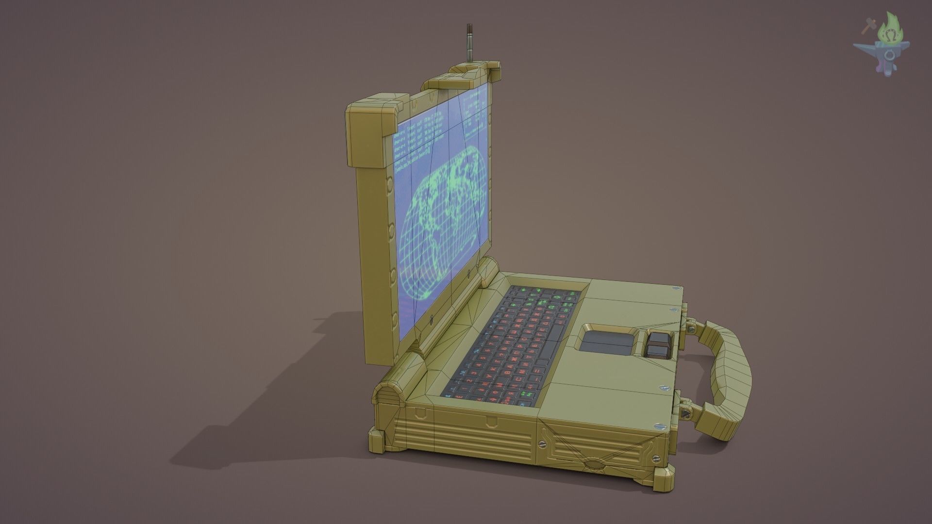 Tactical Laptop Low-poly 3D model_19