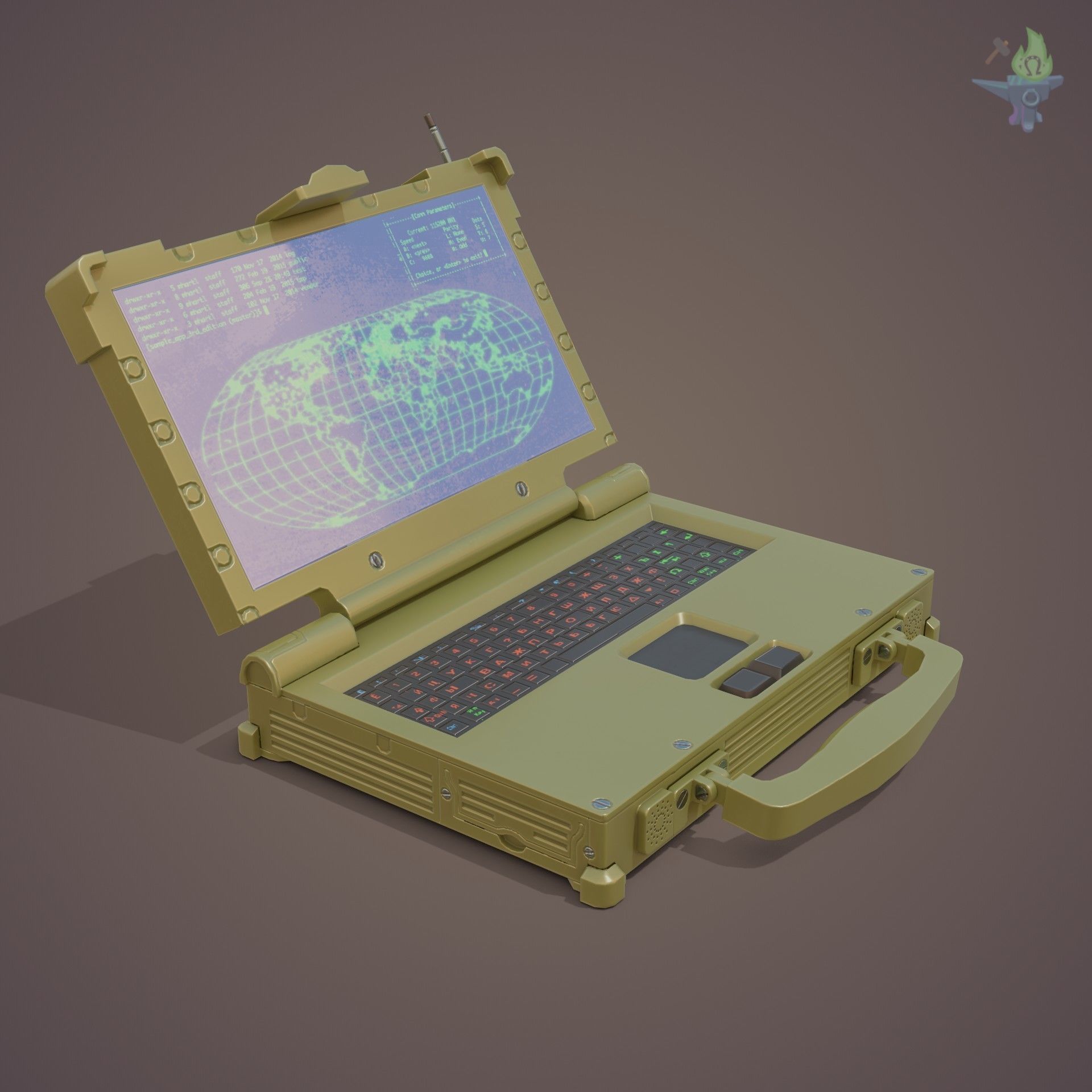 Tactical Laptop Low-poly 3D model_24