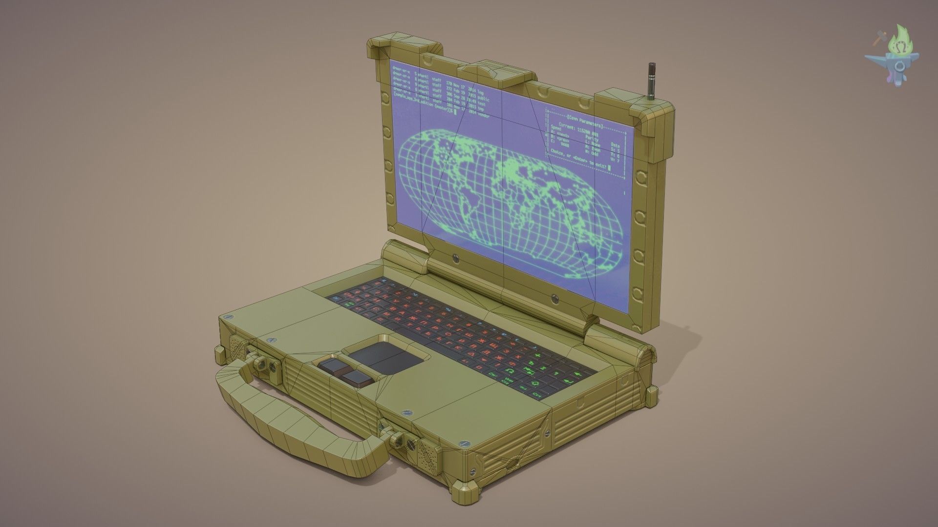 Tactical Laptop Low-poly 3D model_1