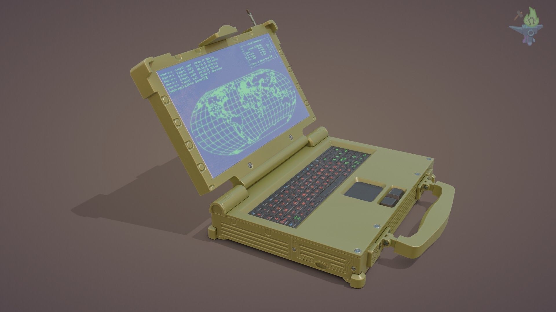 Tactical Laptop Low-poly 3D model_23